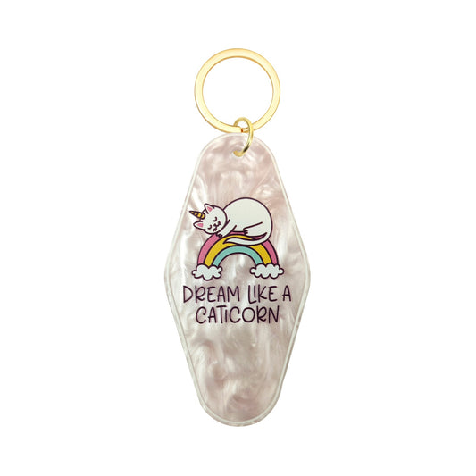 Dream Like A Caticorn Motel Keychain - Vintage Nostalgia Hotel Keychain