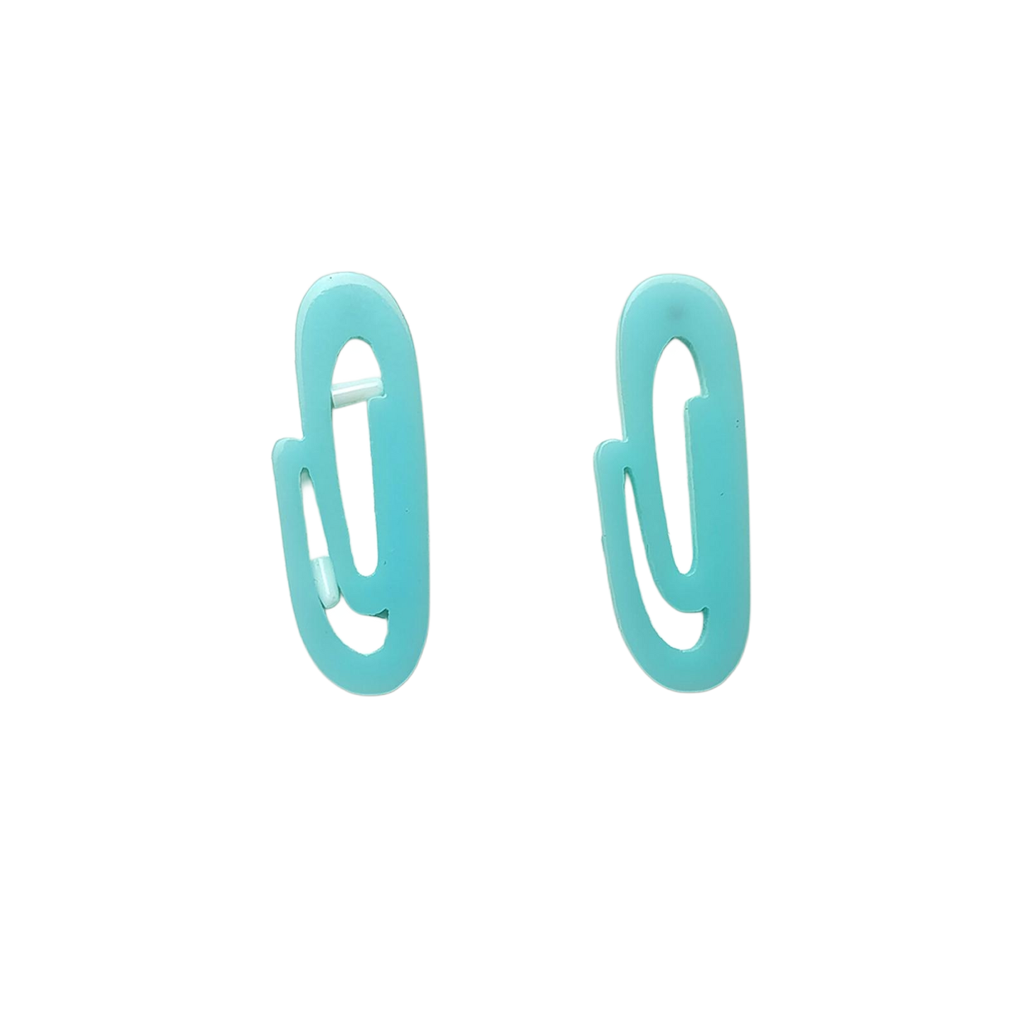 Blue Paperclip Stud Earrings