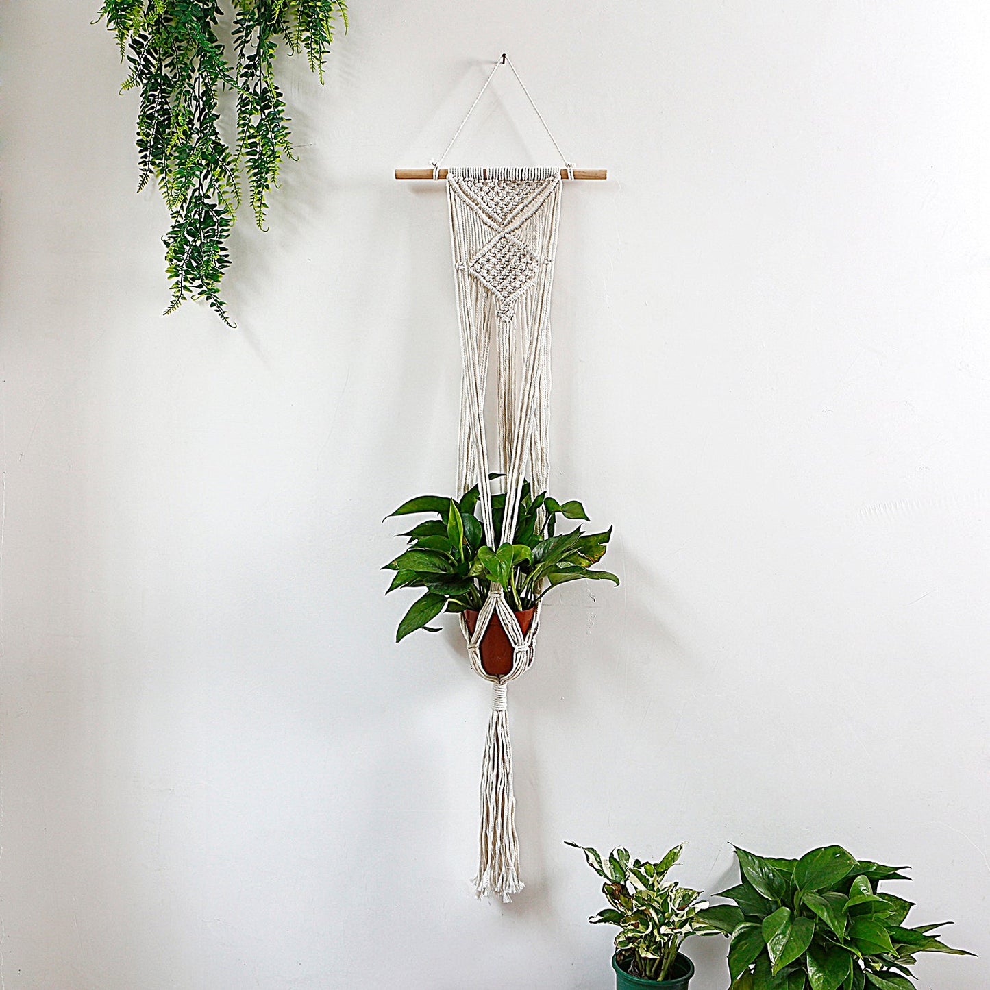Macrame Cotton Rope Plants Hanging Pots Holder Stand
