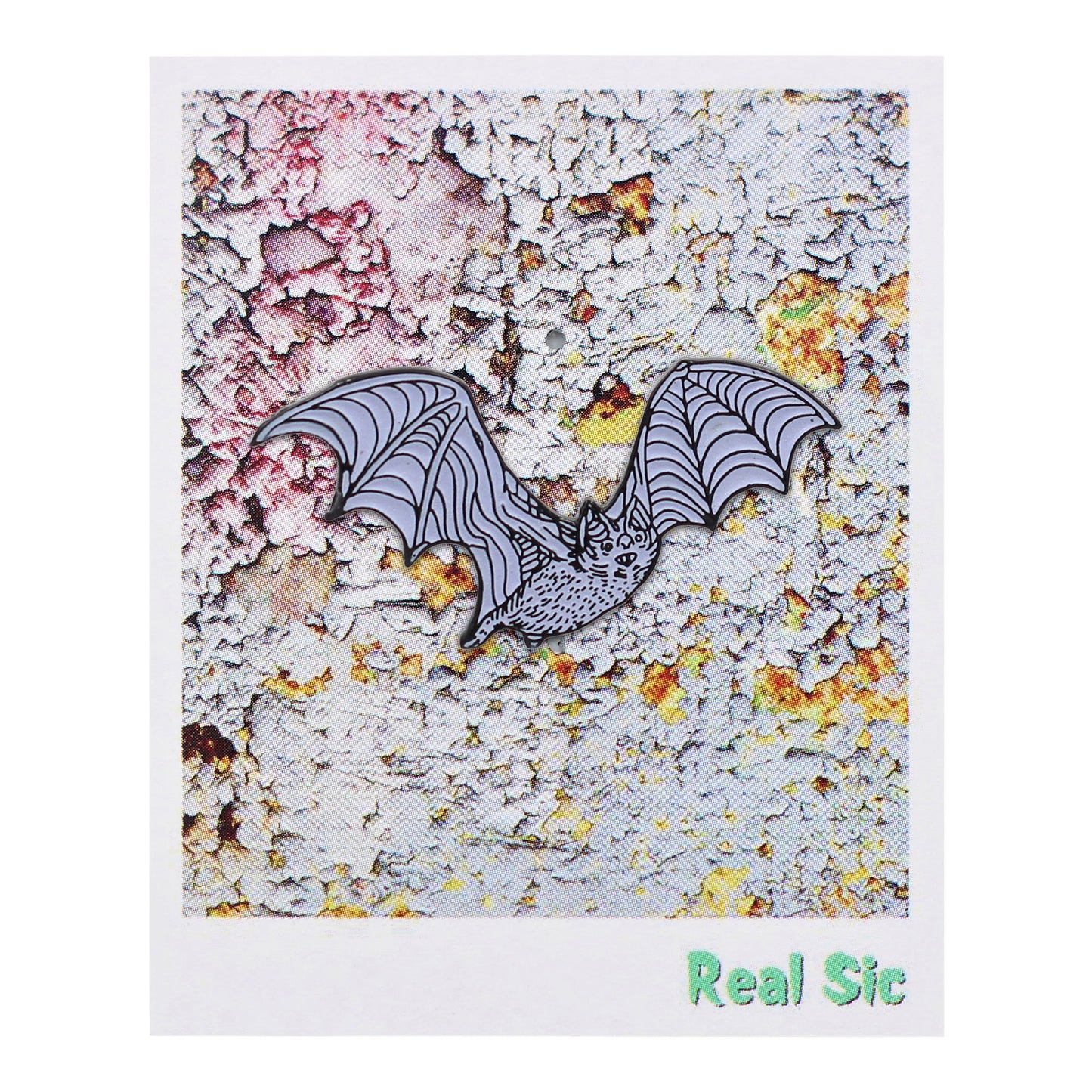 Real Sic Enamel Pin - Glow-in-The-Dark White Bat Lapel Pin