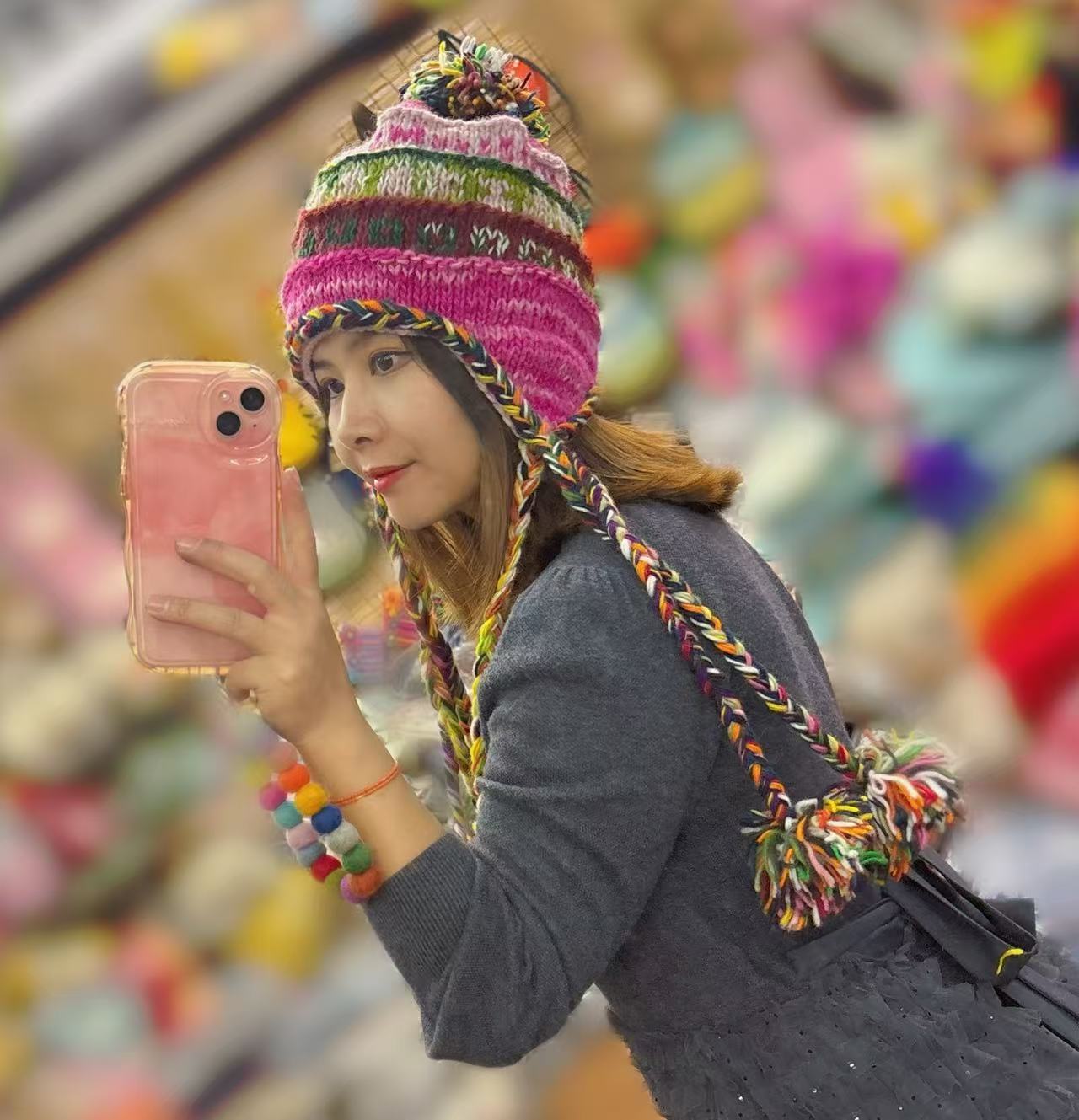 Handmade Wool Knitted Hat - 6 Braid Colorful