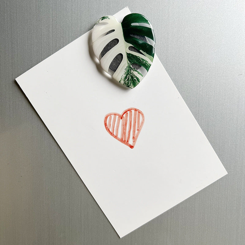 Tropical Leaf Magnet - White/Green Monstera