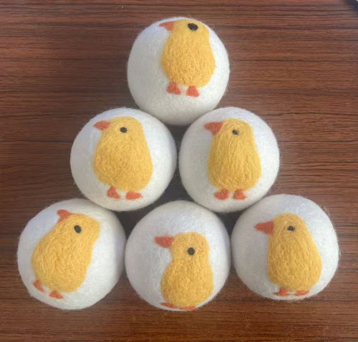 Embroidered wool dryer ball - Chicken Set of 3
