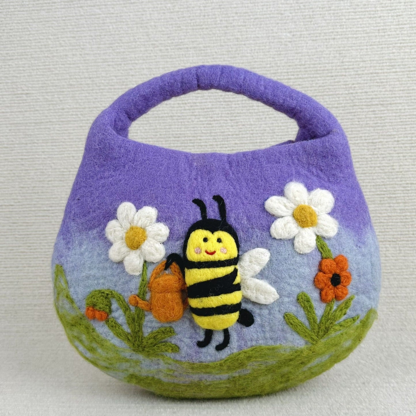 Handmade Wool Felt Strawberry Elf Handbag - Forest Gradient Design