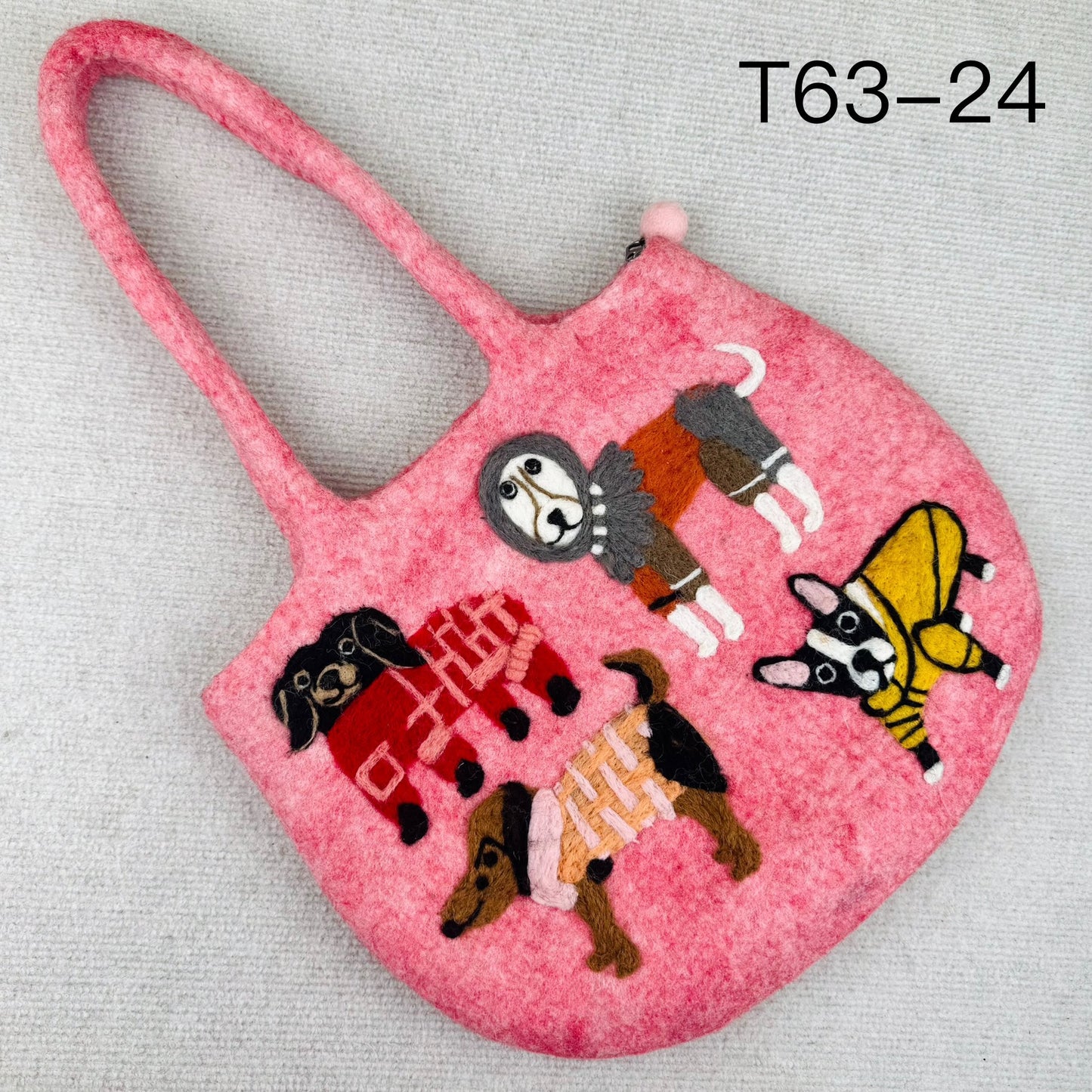 Handmade wool felt dog shoulder bag