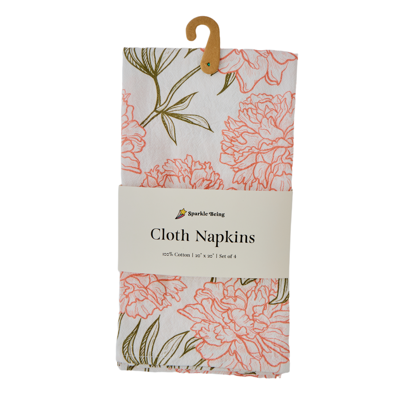 Peony Blossom Cotton Napkins β Set of 4 | Reusable Floral Dinner Napkins