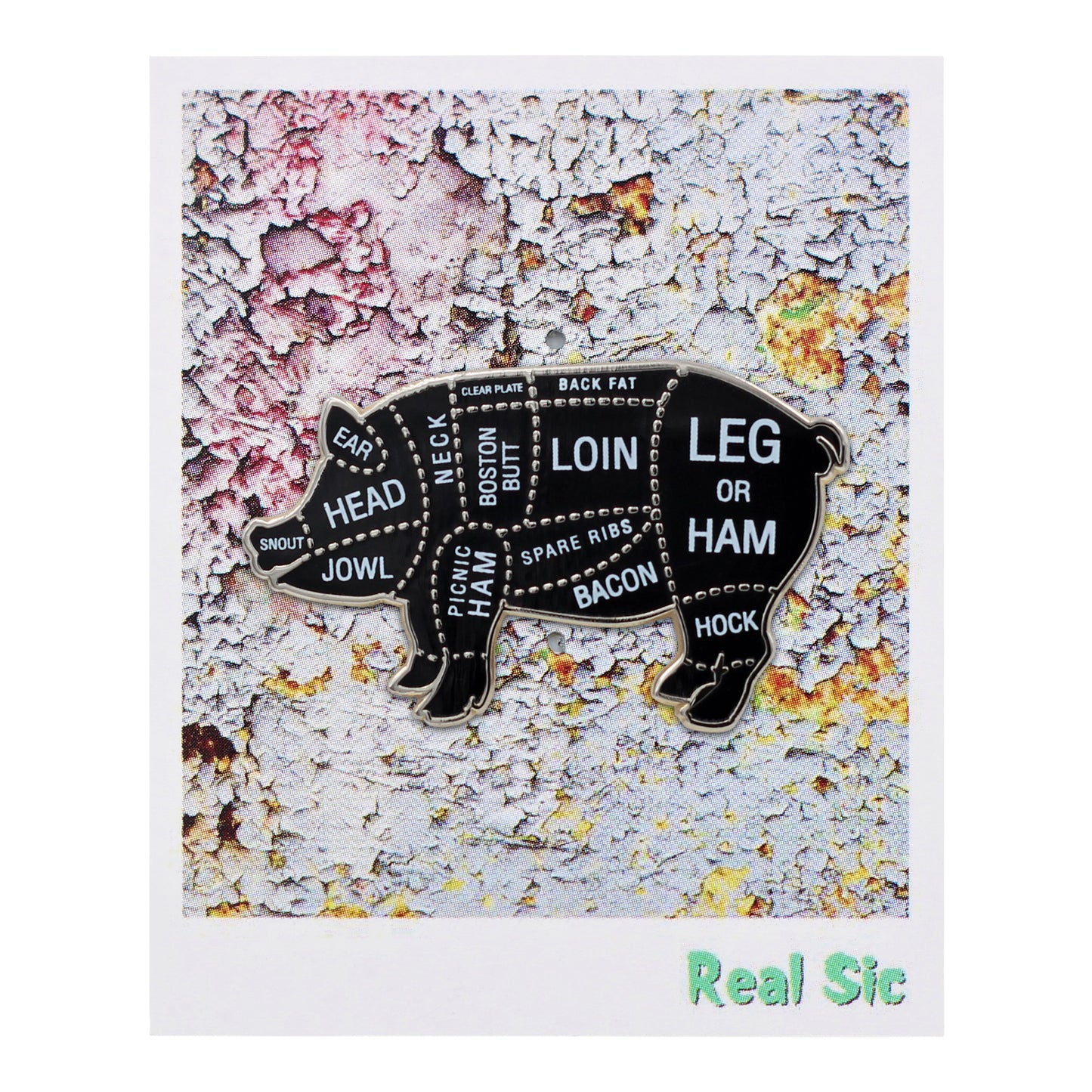Pig Butcher Cuts Enamel Pin - Pork Diagram Lapel Pin for Hat