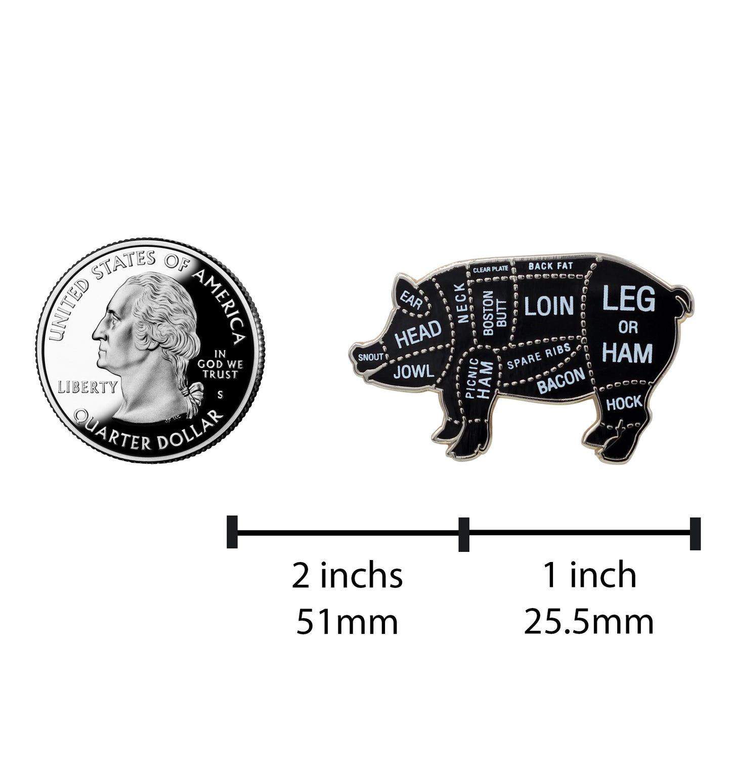 Pig Butcher Cuts Enamel Pin - Pork Diagram Lapel Pin for Hat