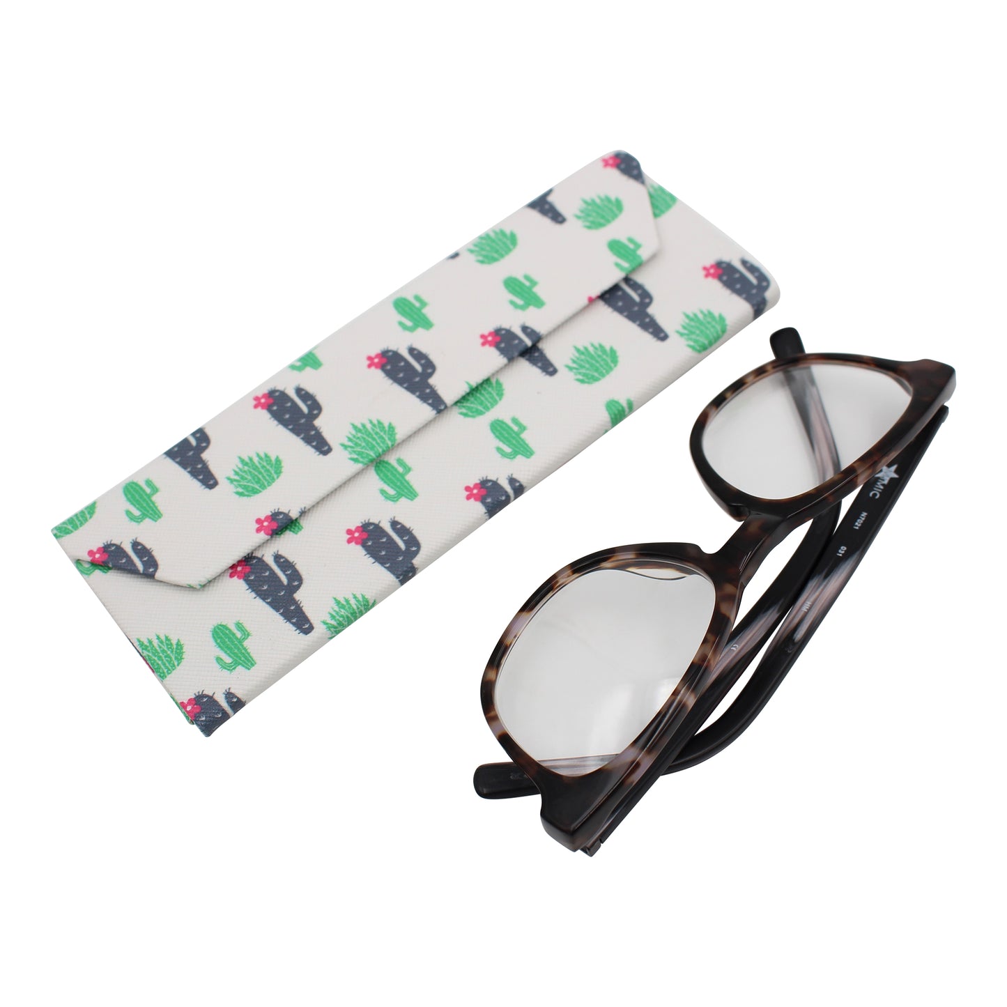 Cactus Print Small Glasses Case – Succulent – Vegan Leather