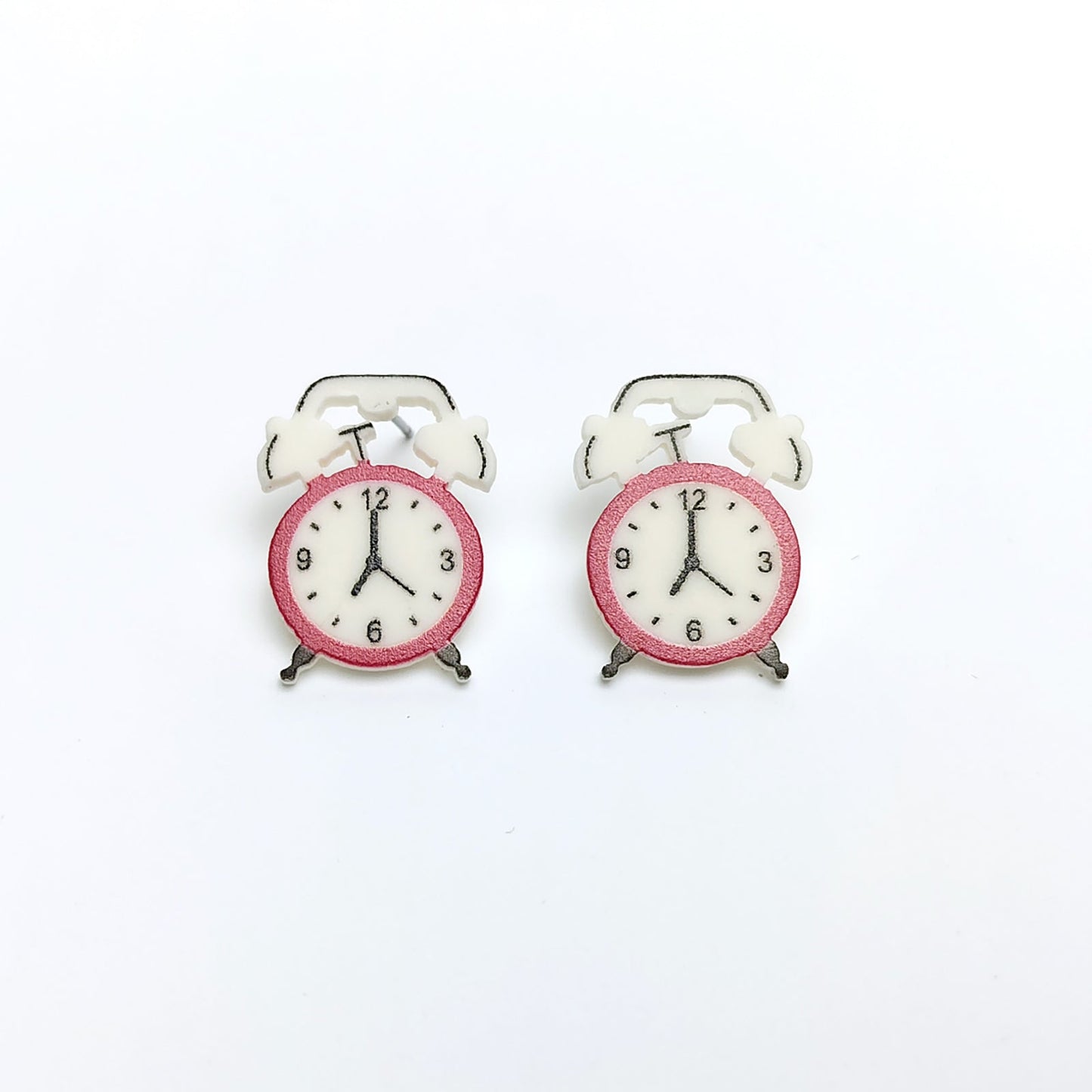Red Alarm Clock Stud Earrings