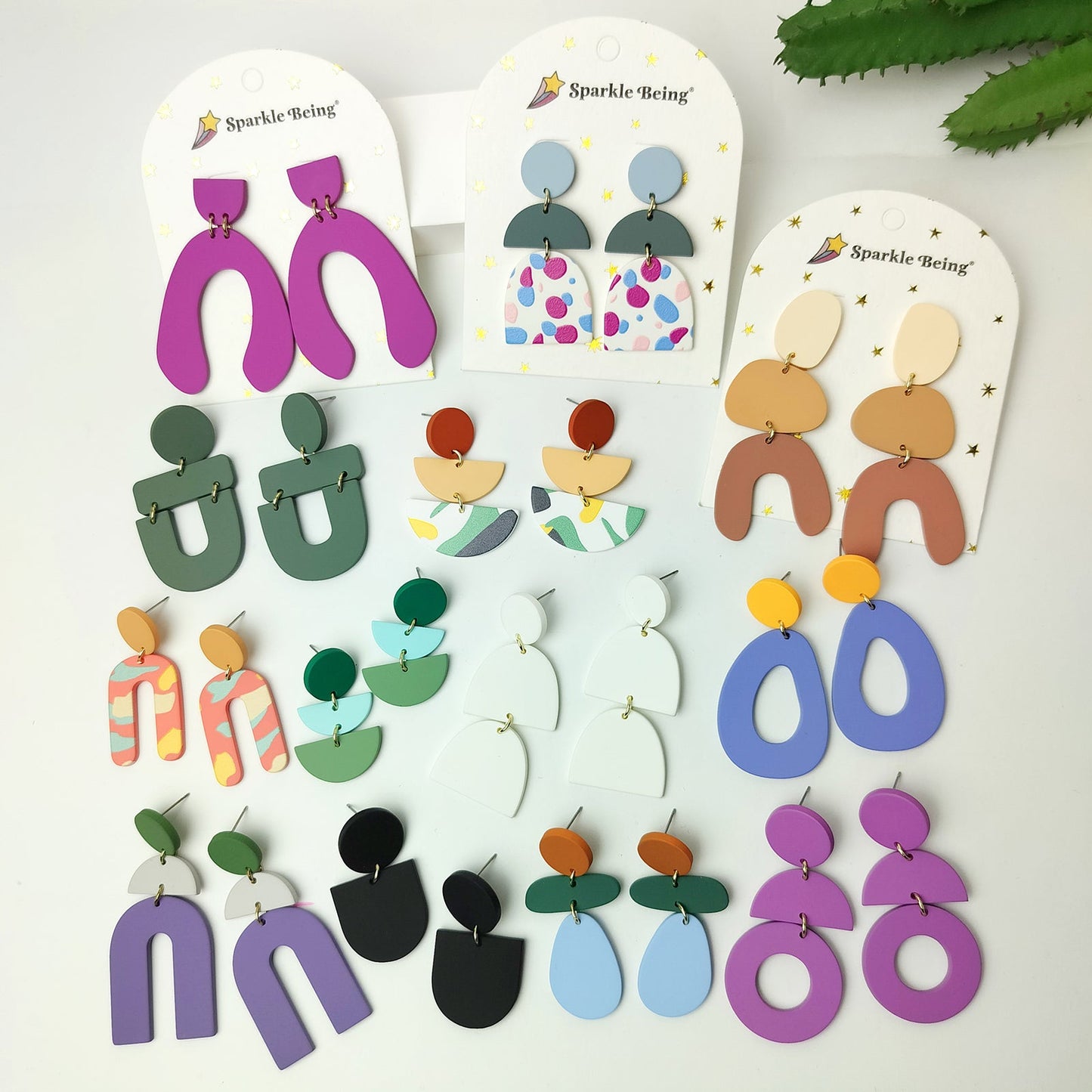Stacked Statement Acrylic Earrings - Snowy Stack