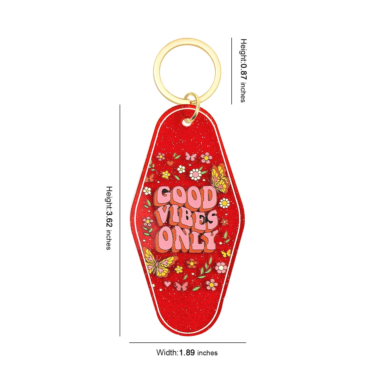 Good Vibes Only Motel Keychain - Vintage Nostalgia Motivational Hotel Keychain