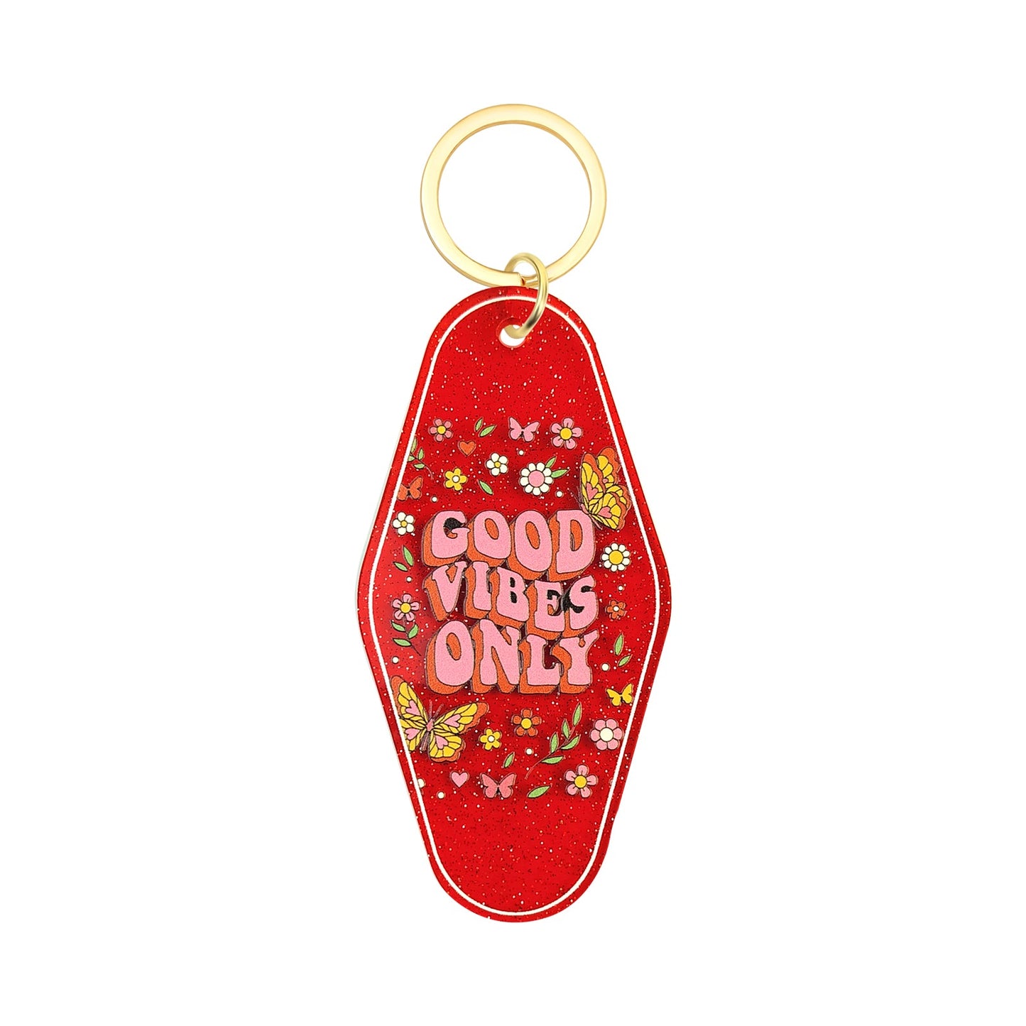 Good Vibes Only Motel Keychain - Vintage Nostalgia Motivational Hotel Keychain