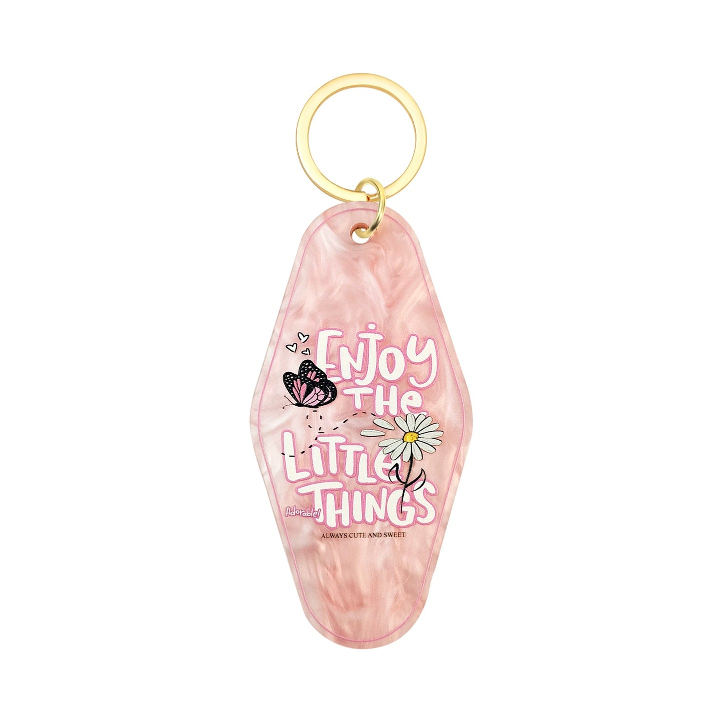 Enjoy The Little Things Motel Keychain - Vintage Nostalgia Motivational Hotel Keychain
