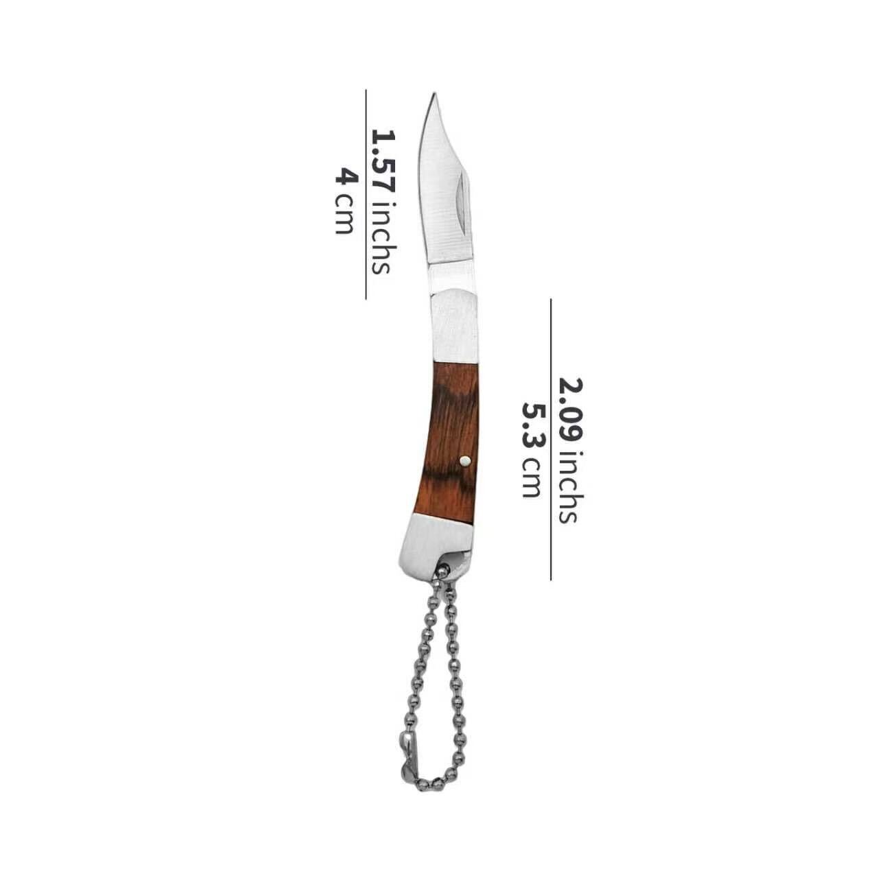 Wood Handle Mini Folding Pocket Knife Keychain