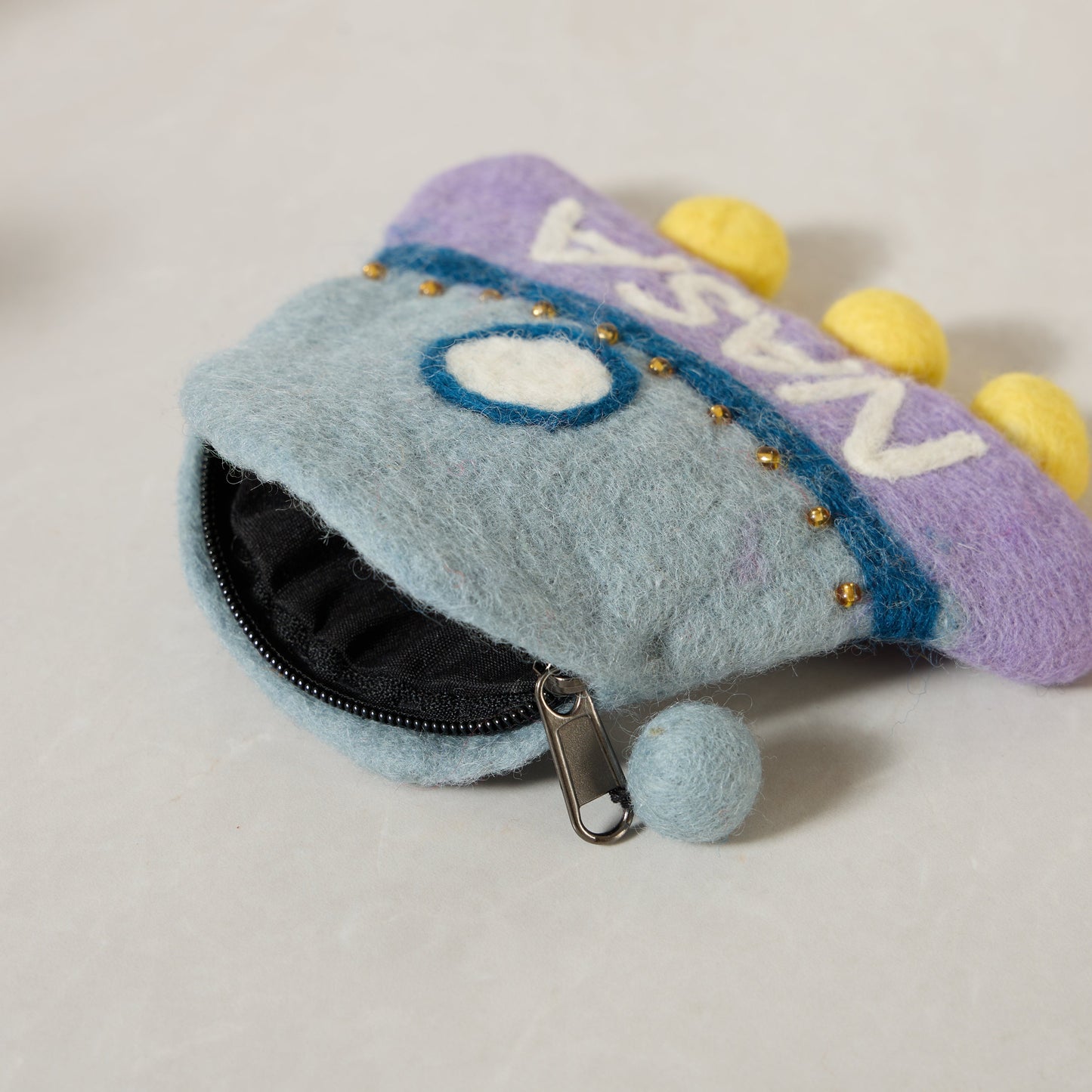 NASA Spaceship Felt Wallet - Wool Felt Pouch Hand Carry Coin Purse