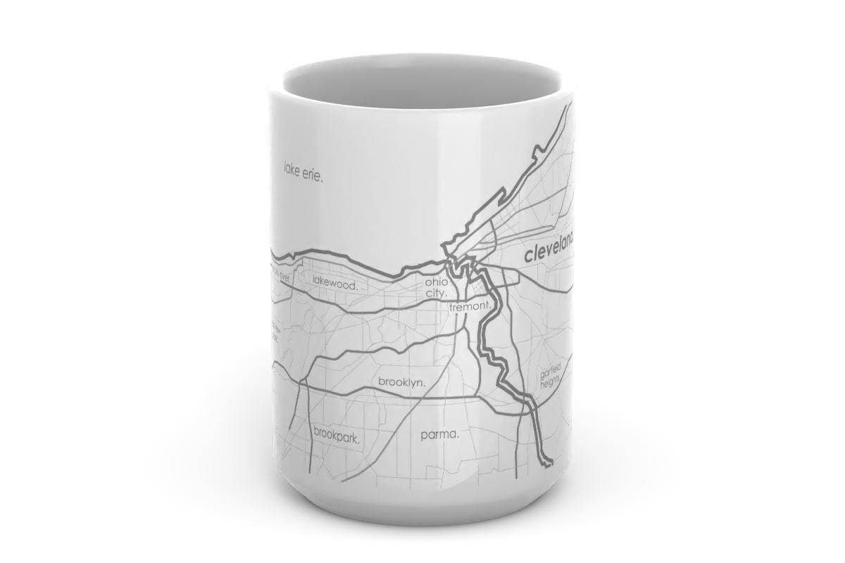 Cleveland OH Map 15 oz Ceramic Mug: Teal