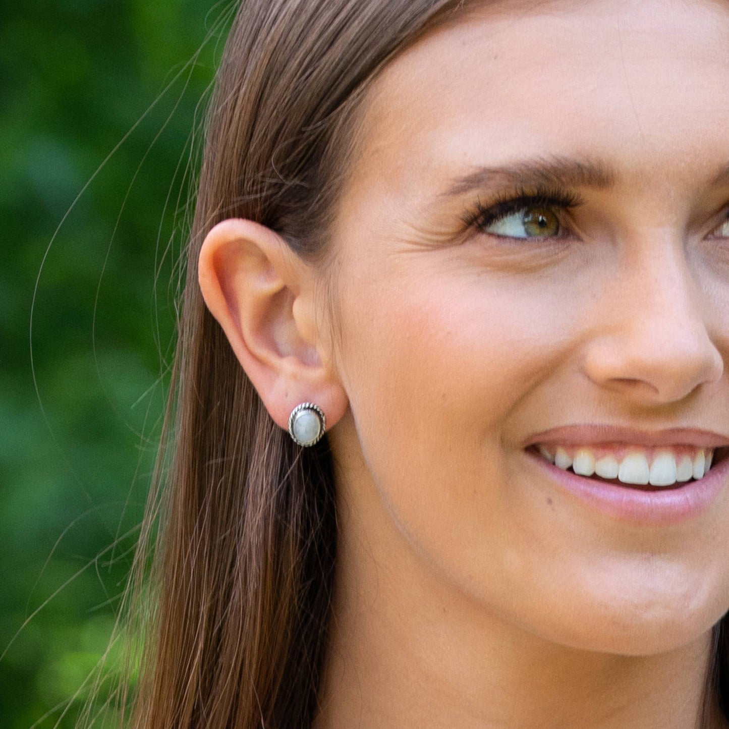 Kashi Semiprecious Stone Post Earrings - Moonstone
