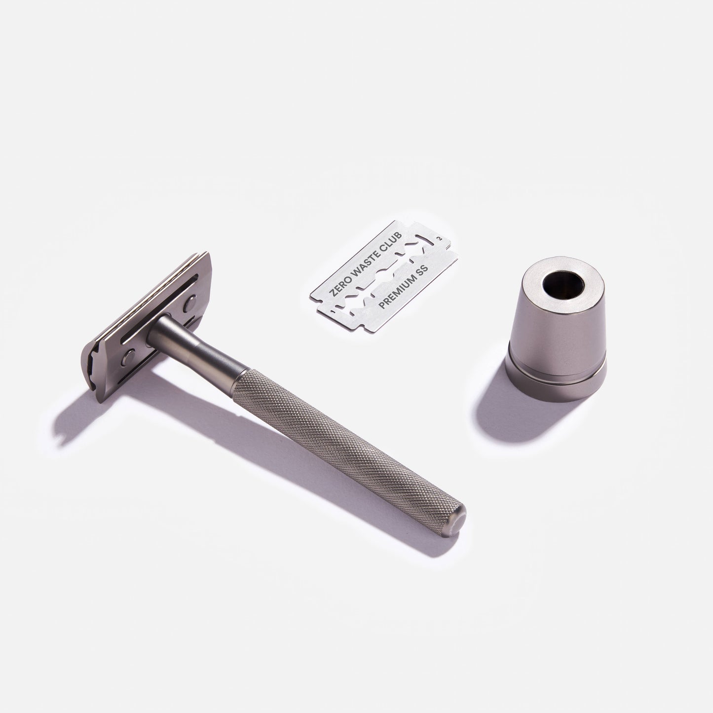 Reusable Safety Razor with Stand - 10 Blades Included: Matte Grey
