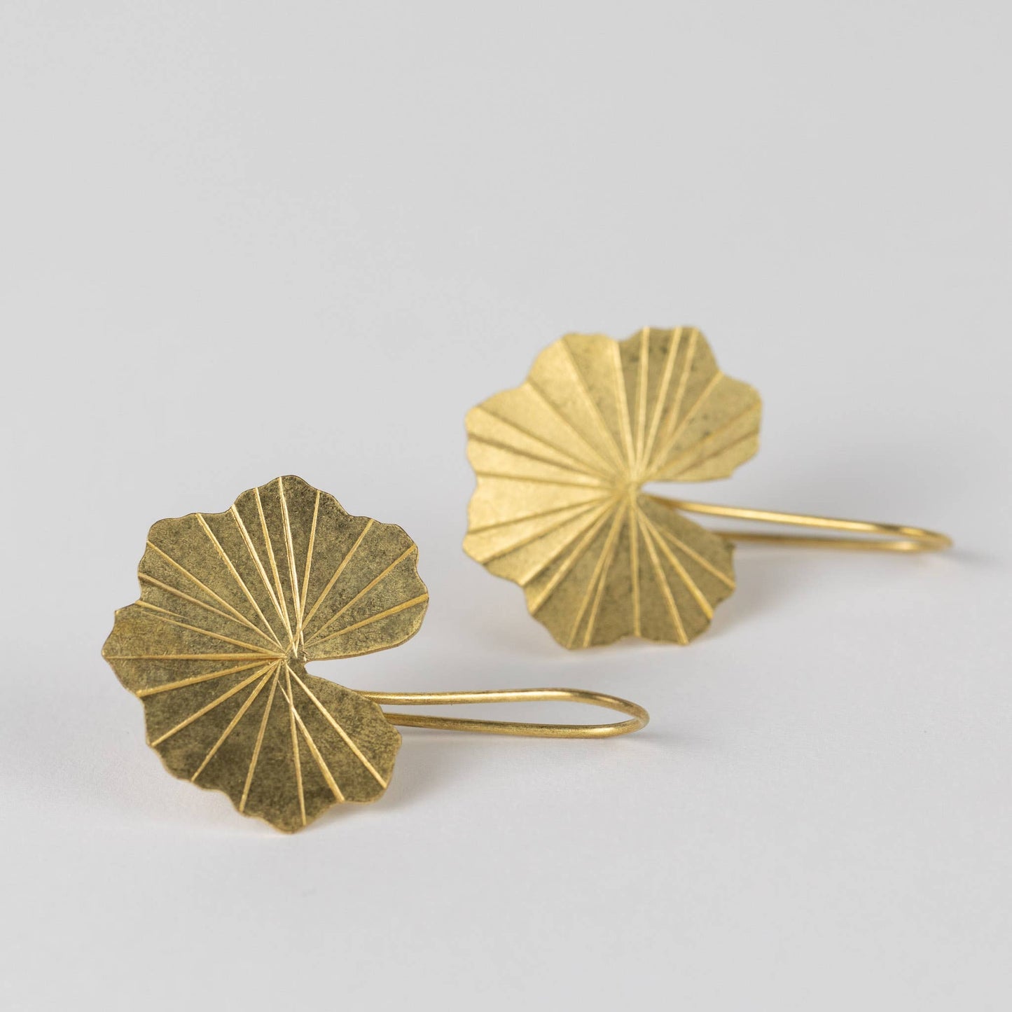 Ten Thousand Villages - Lotus Leaf Drop Earrings in Brass