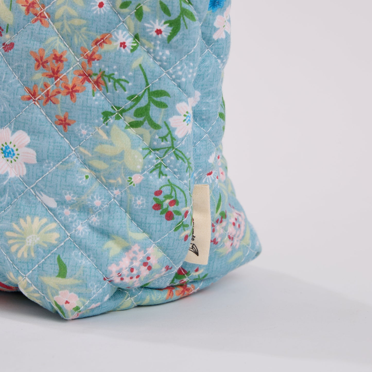 Wildflower Floral Quilted Makeup Bag - Small Pouch Travel Toiletry Organizer