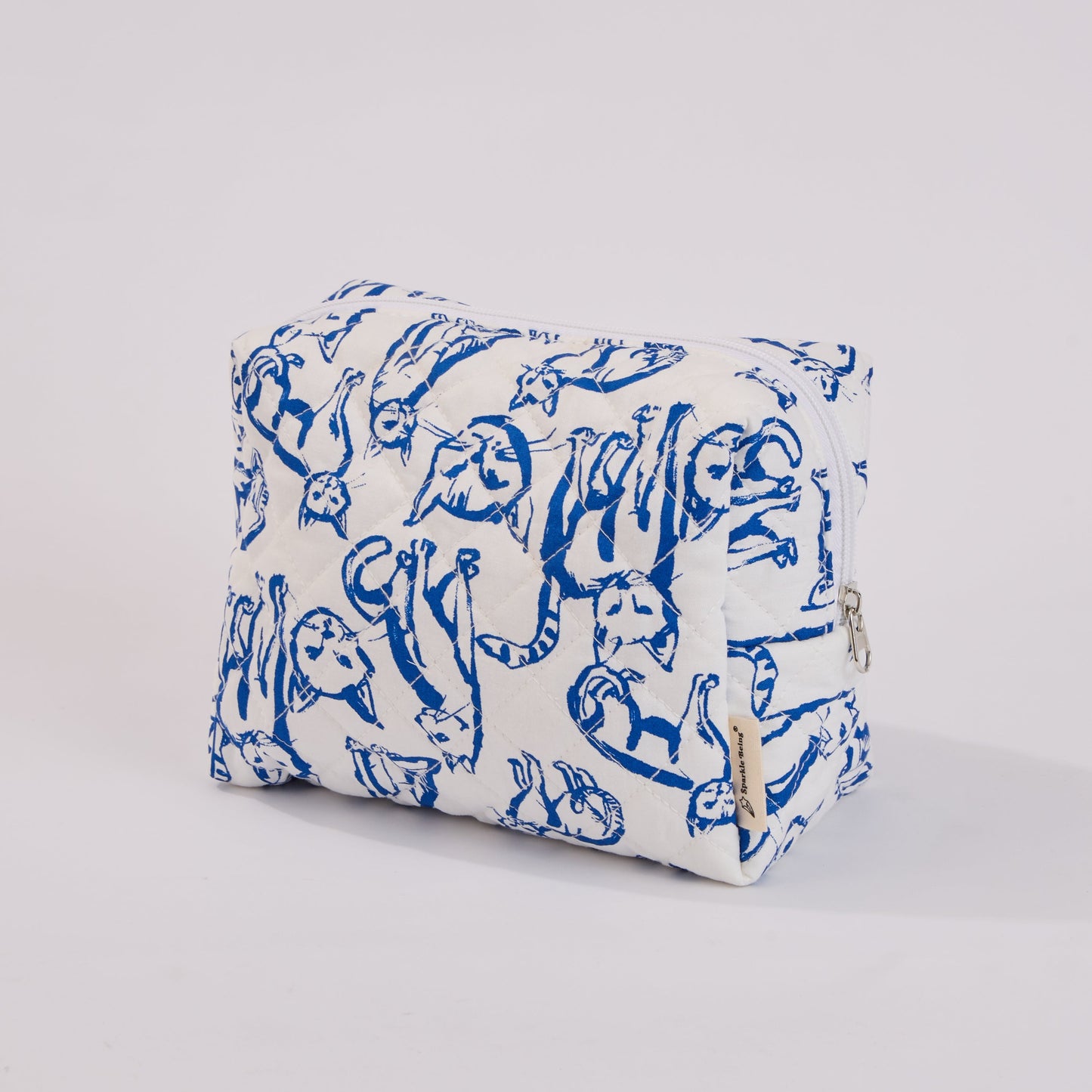 Cute Cats Quilted Makeup Bag - Small Pouch Travel Toiletry Organizer