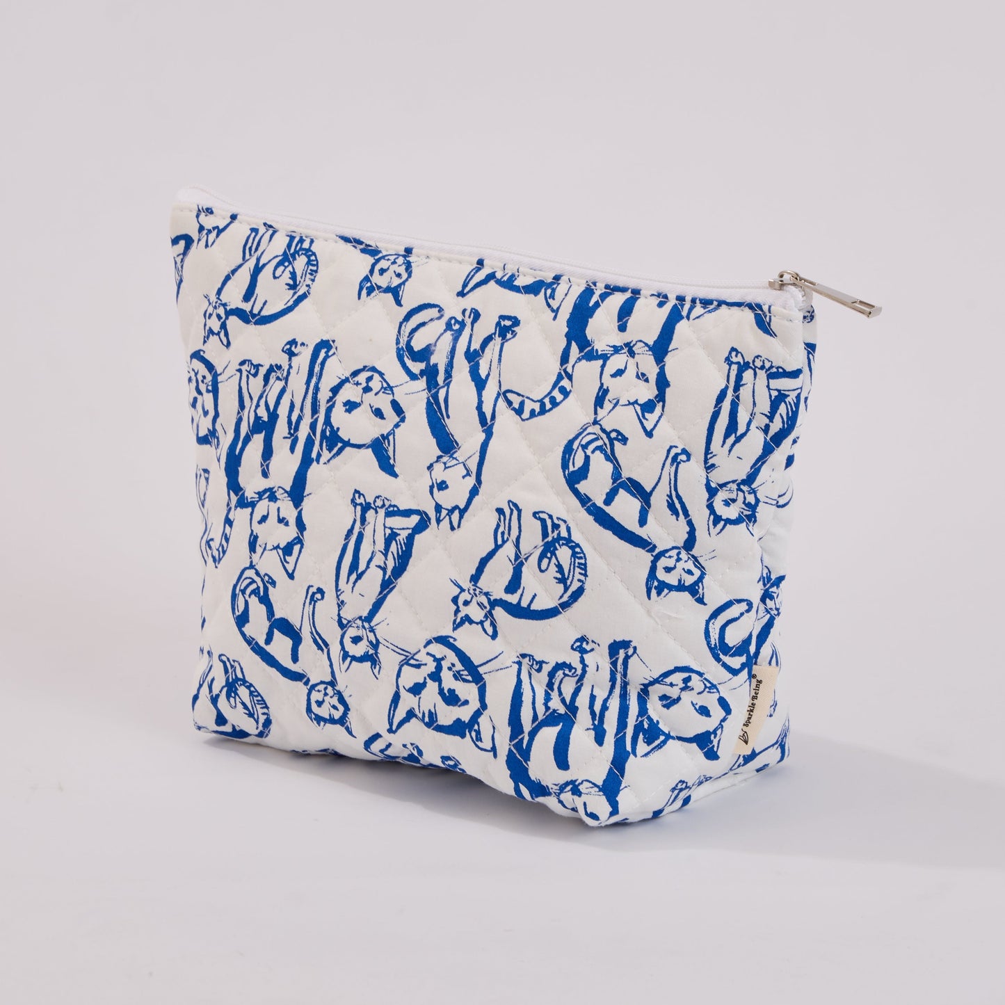 Cute Cats Quilted Makeup Bag - Small Pouch Travel Toiletry Organizer