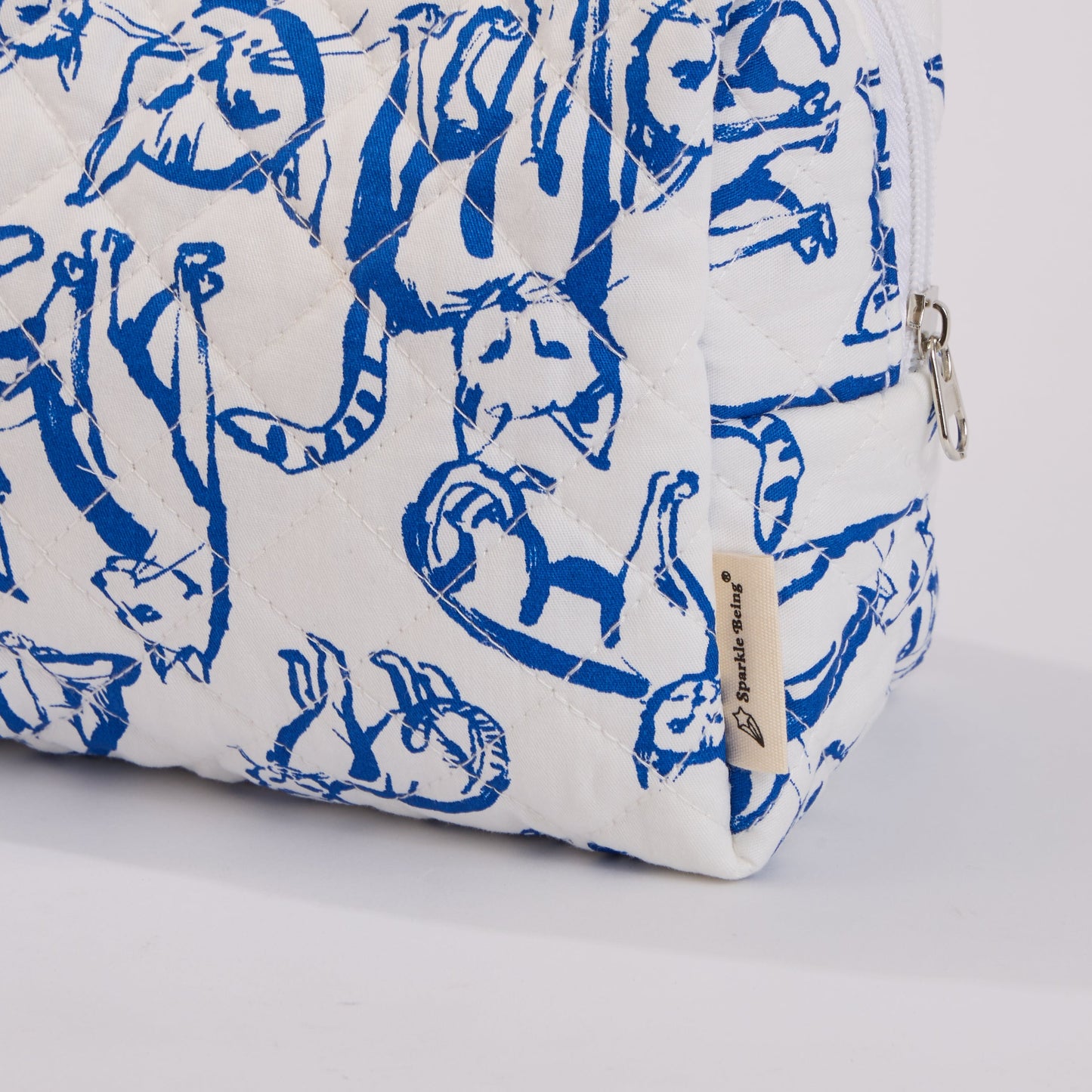 Cute Cats Quilted Makeup Bag - Small Pouch Travel Toiletry Organizer