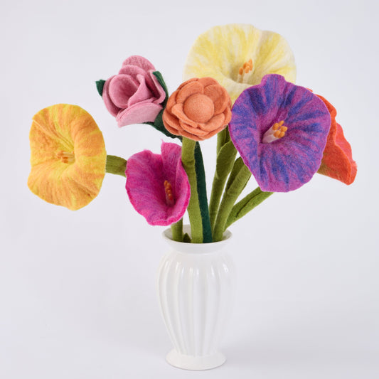 Handmade Wool Felt Flowers - Morning Glory