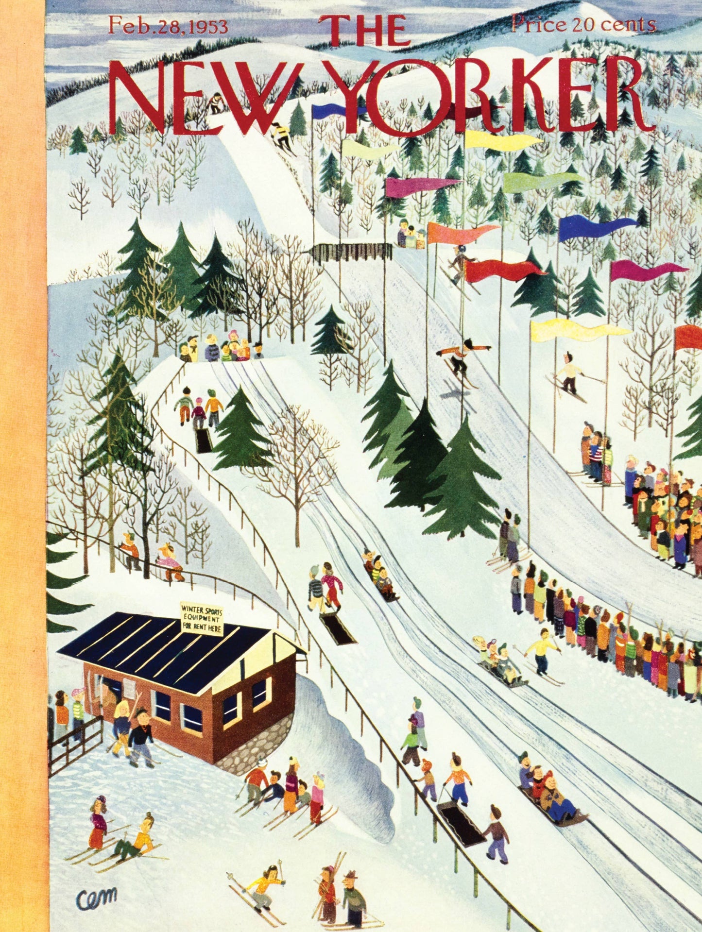 New York Puzzle Company - Sledding and Skiing - 1000 Piece Jigsaw Puzzle
