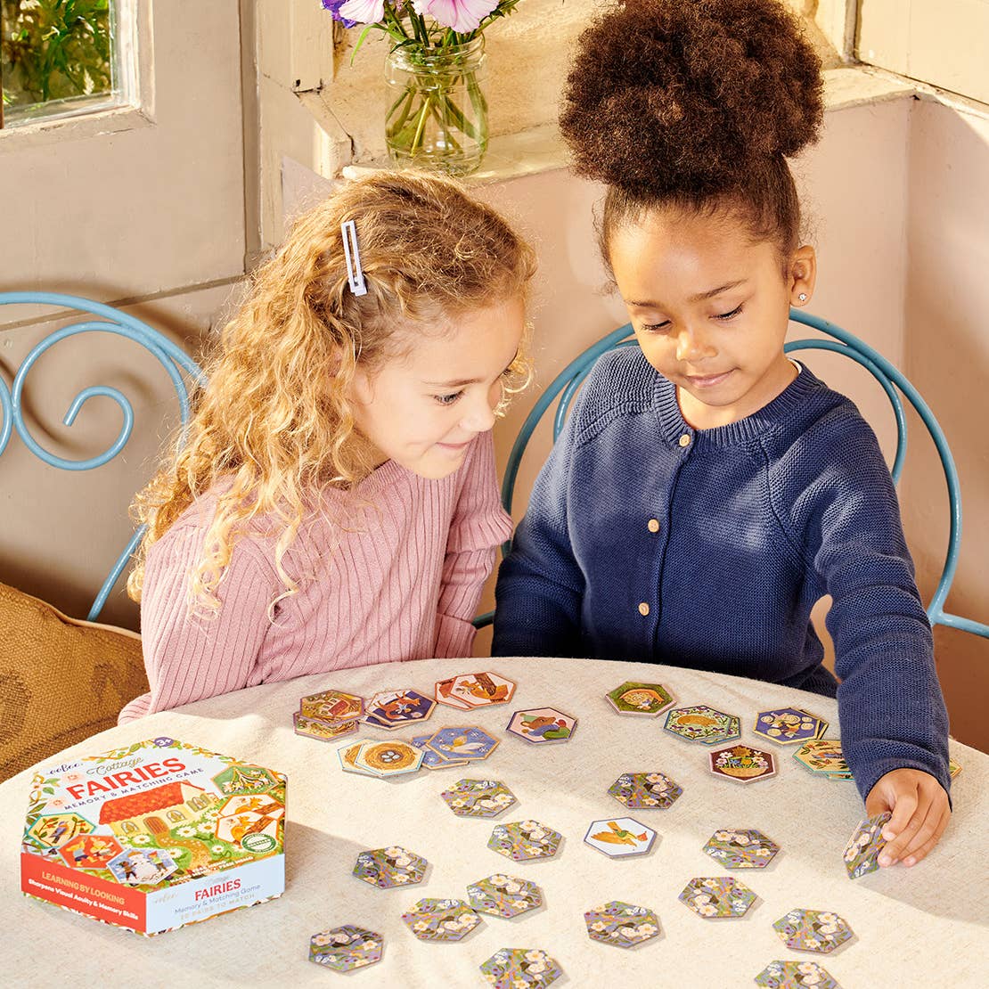 eeBoo - Cottage Fairies Hexagon Memory & Matching Game