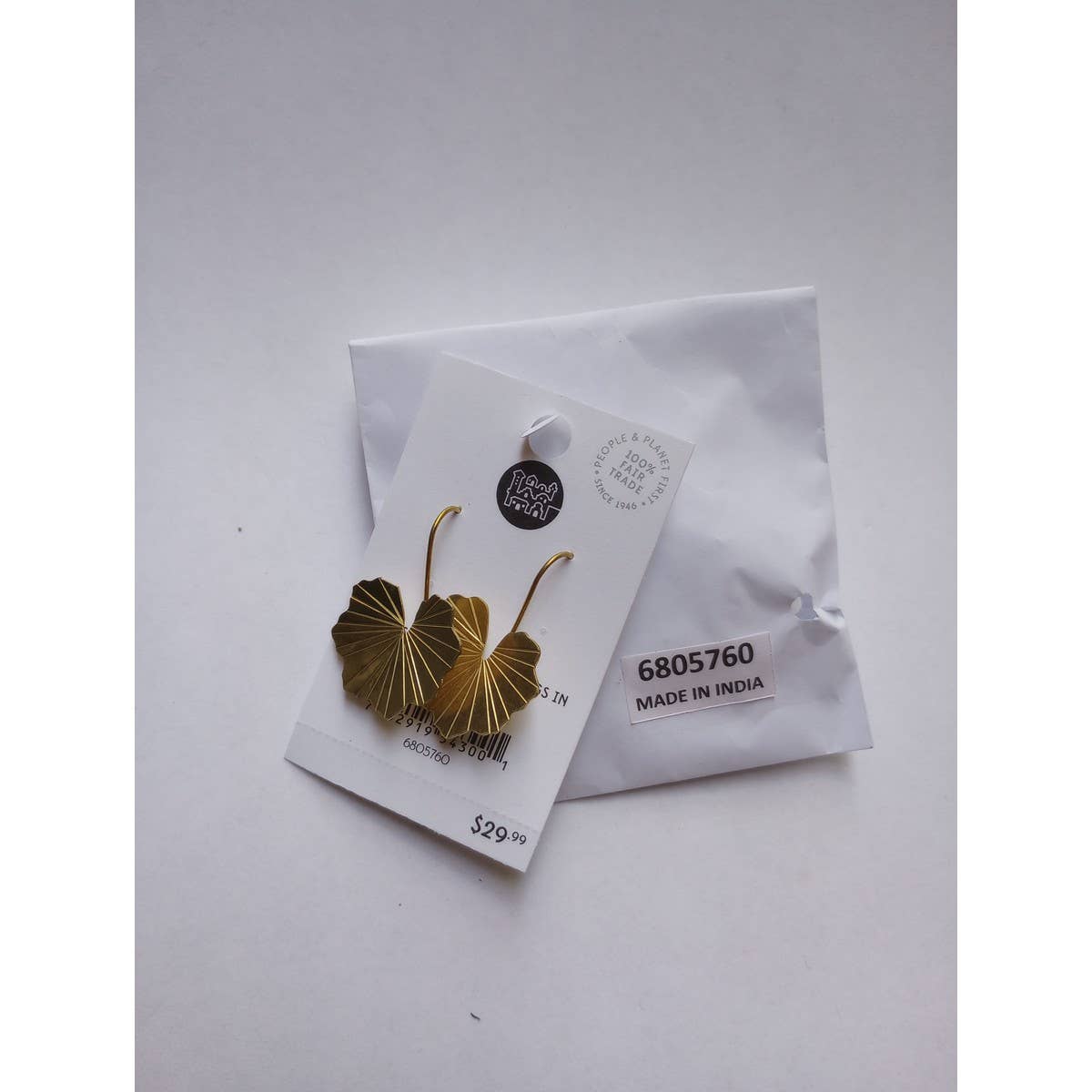 Ten Thousand Villages - Lotus Leaf Drop Earrings in Brass