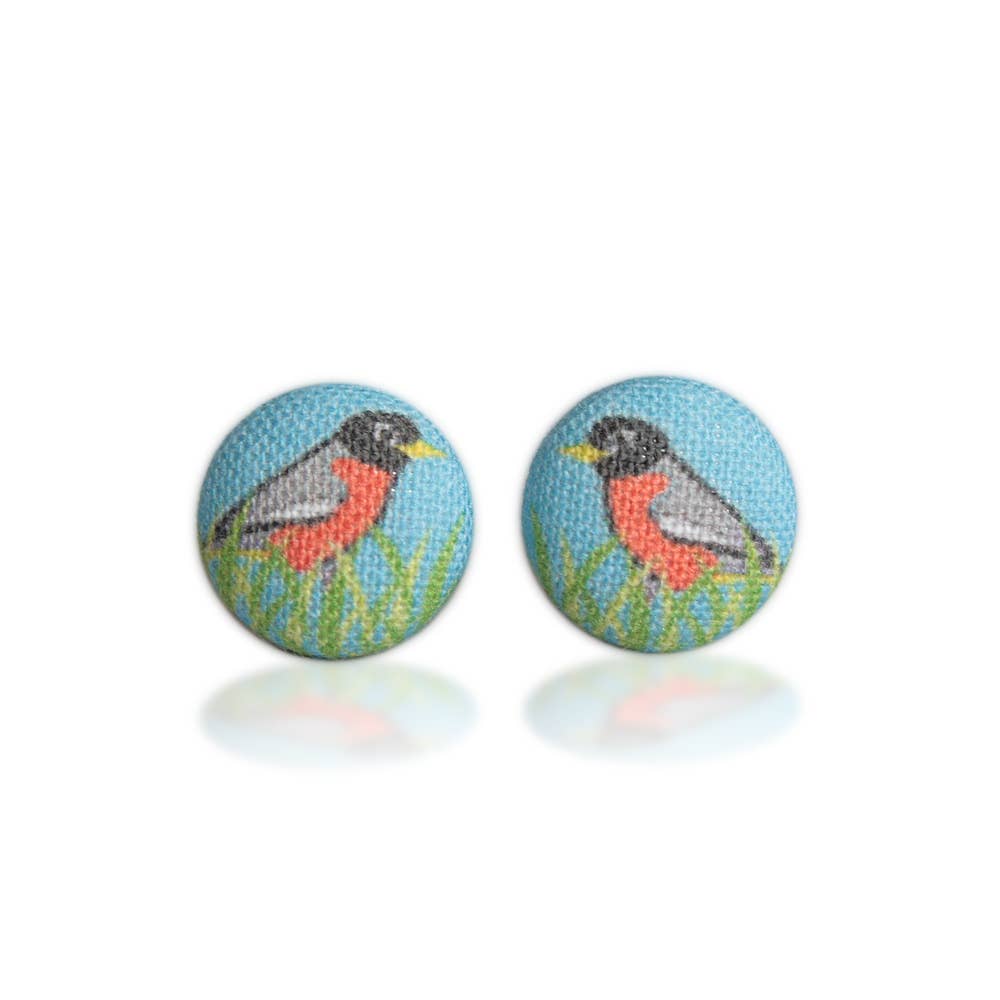 Rachel O's - Robin Fabric Button Earrings