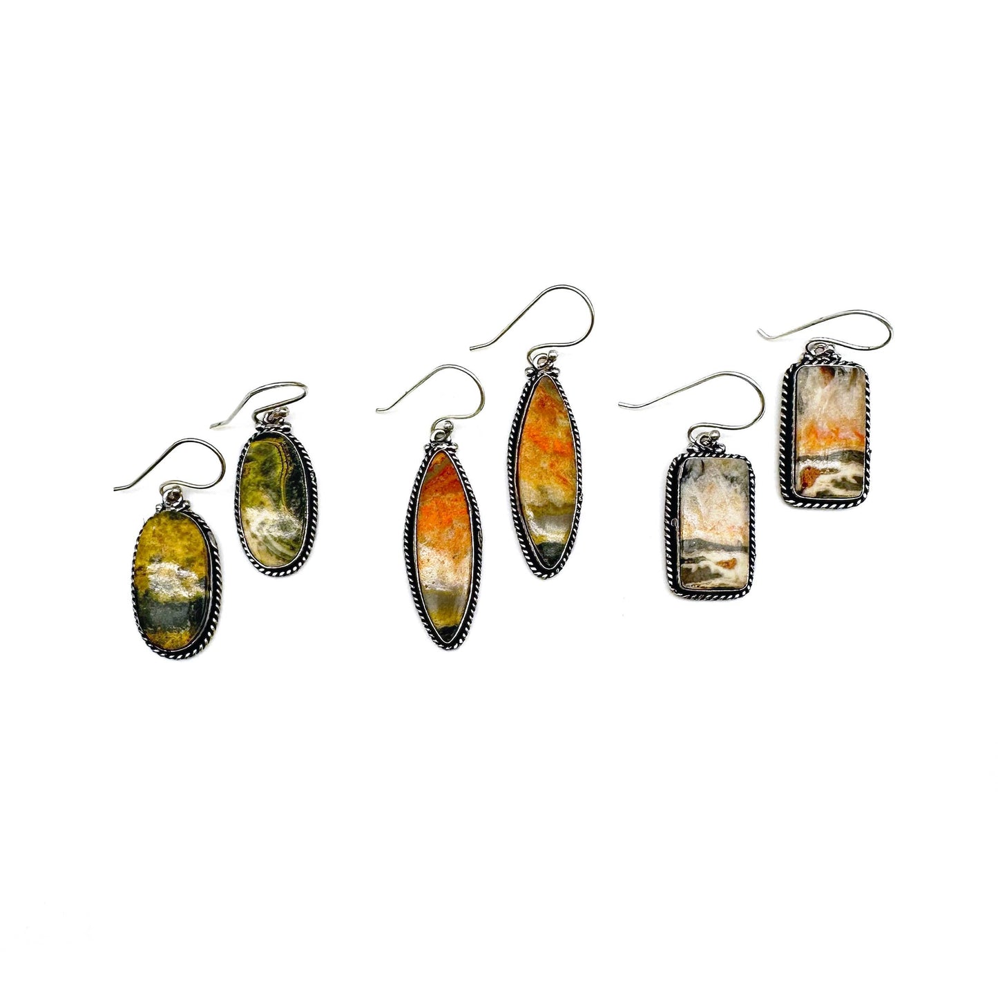 Anju Jewelry - Kashi Semiprecious Large Stone Earrings - Bumblebee Jasper