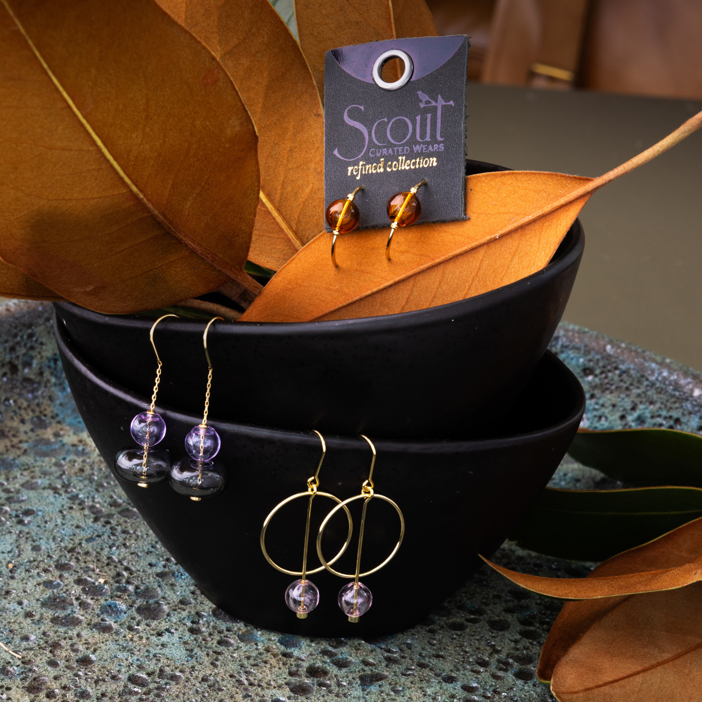 Scout Curated Wears - Refined Glass Organic Threader - Teal/Gold