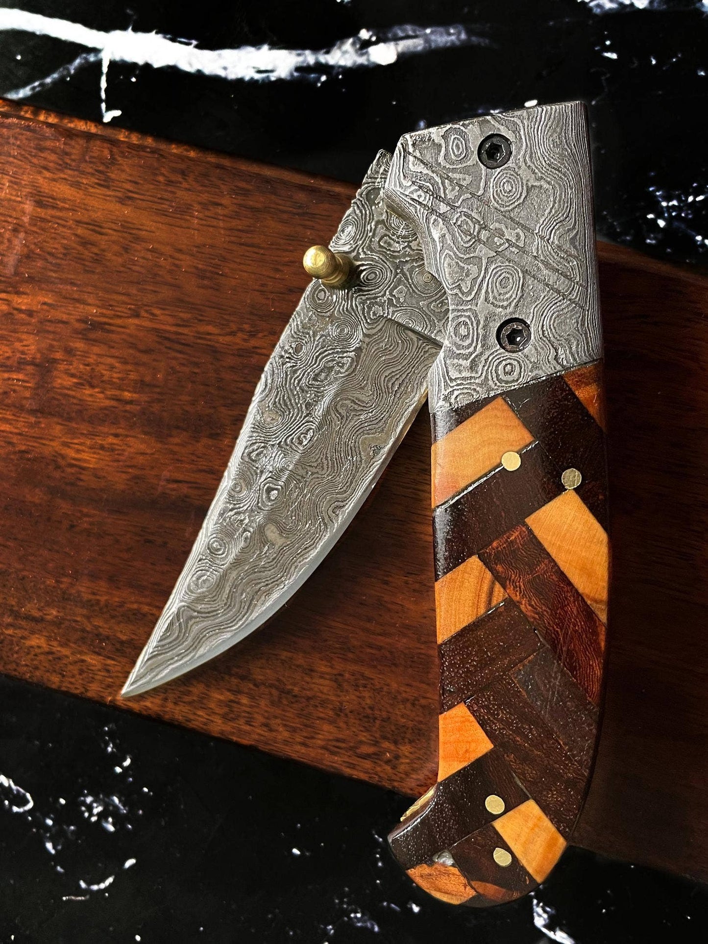 Titan International - Titan classico - Raindrop Damascus Pocket Utility Knife TF-001Y