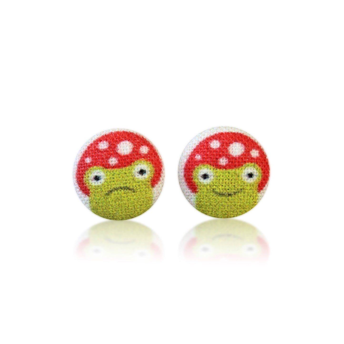 Rachel O's - Mushroom Frog Fabric Button Earrings