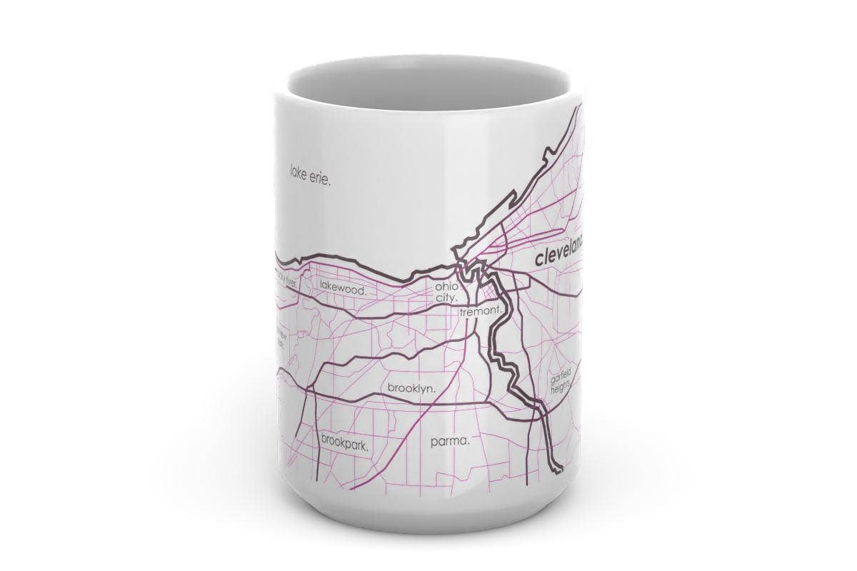 Cleveland OH Map 15 oz Ceramic Mug: Teal