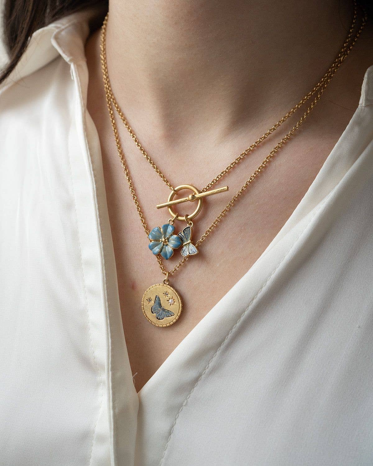 Fable England - FABLE Forget Me Not Charm Toggle Necklace