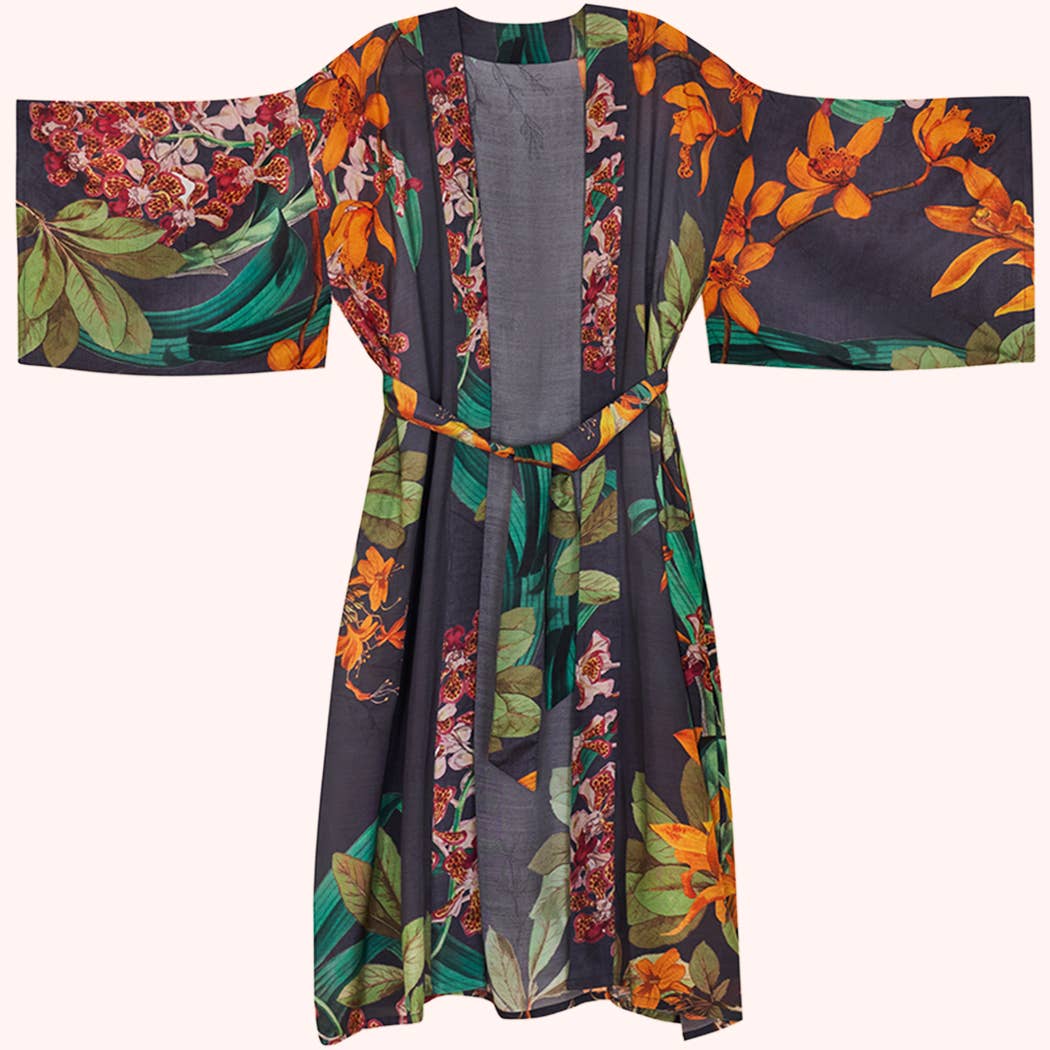Powder Design inc - US - Botany Bliss in Charcoal Kimono Gown