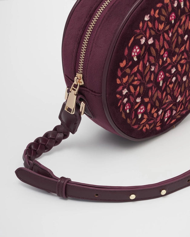 Magical Mushroom Embroidered Circle Purse