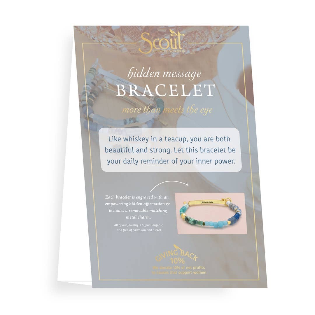 Scout Curated Wears - Hidden Message Bracelet - Loved/Rhodochrosite/Gold