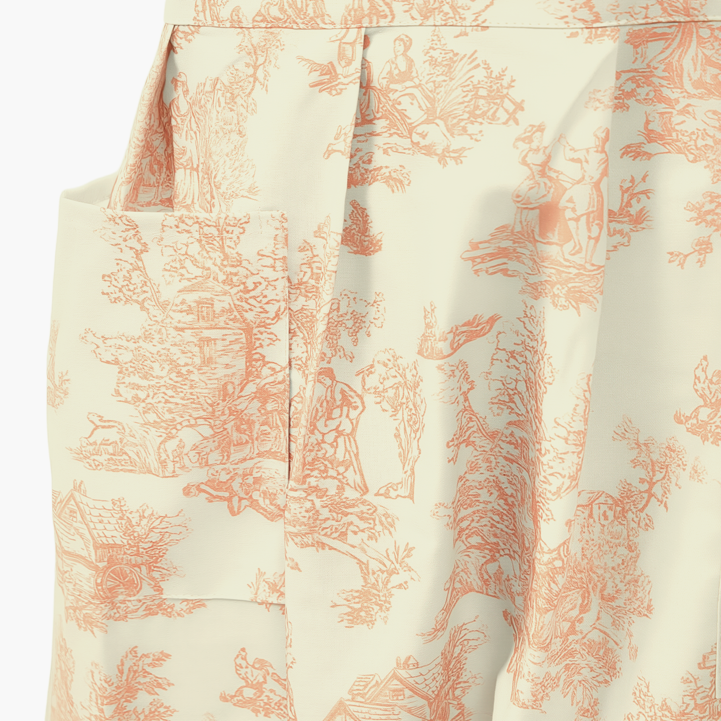 Vintage Cotton Apron with Puffed Shoulder Straps – Sepia Toile