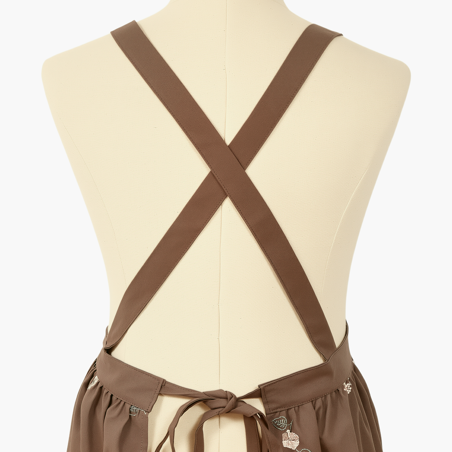 Vintage Cotton Apron with Puffed Shoulder Straps – Grey Floral