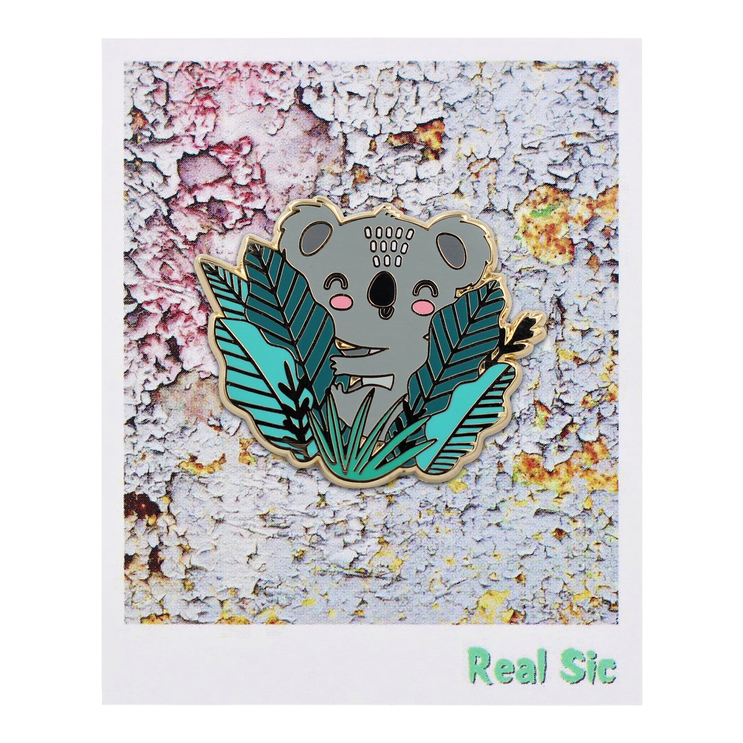Australian Koala Bear in Leaves Lapel Enamel Pin for Hats