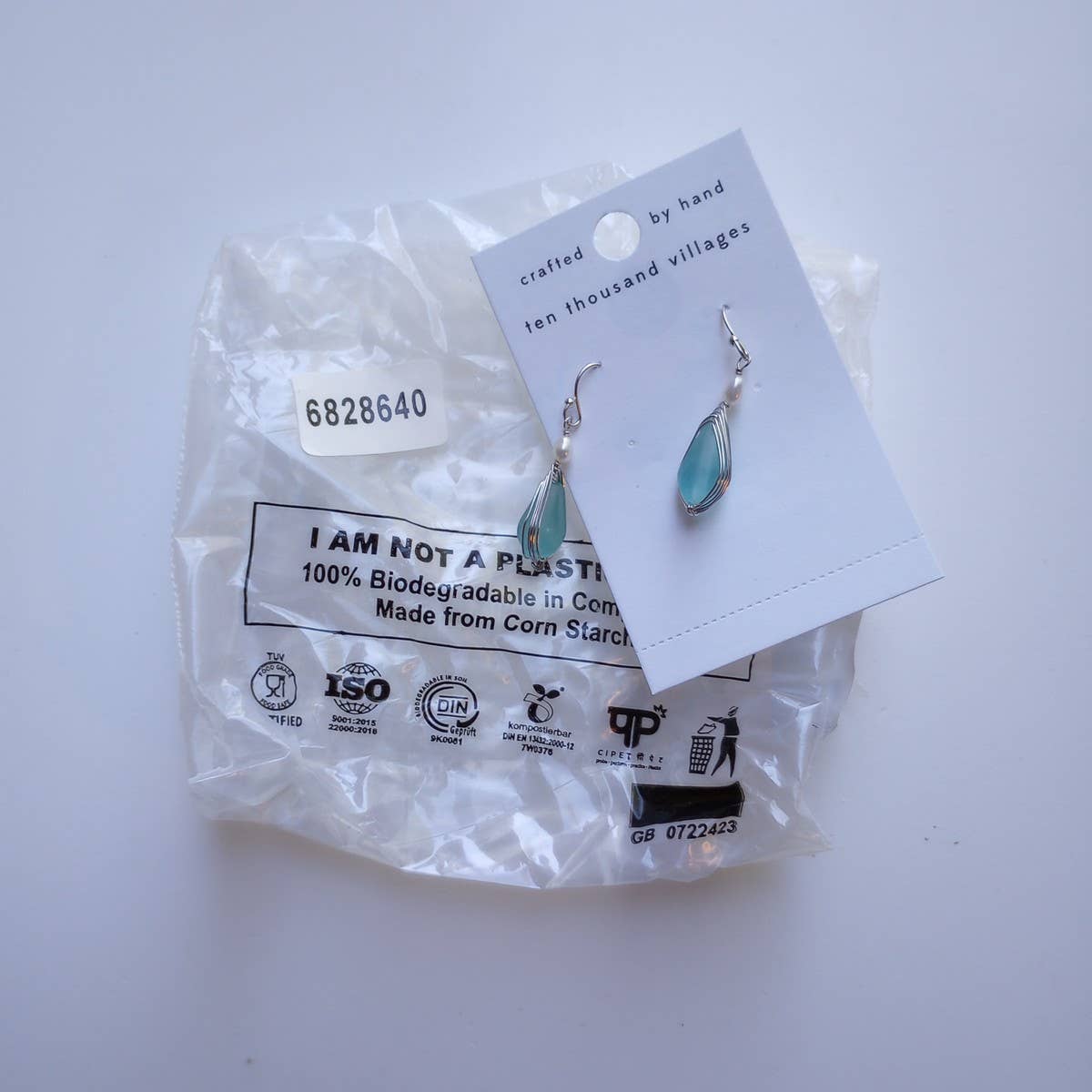 Ten Thousand Villages - Aqua Pearl Silver Drop Earrings