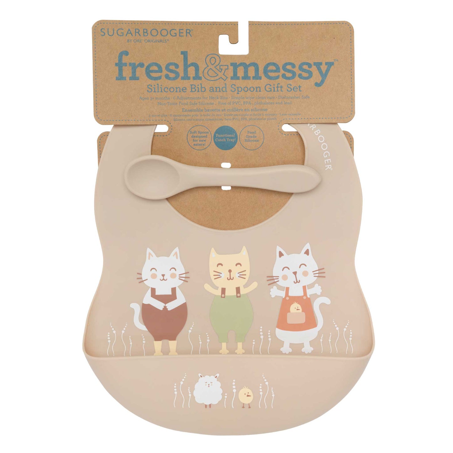 Sugarbooger by Ore’ Originals - Fresh & Messy Silicone Bib & Spoon Set | Prairie Kitty