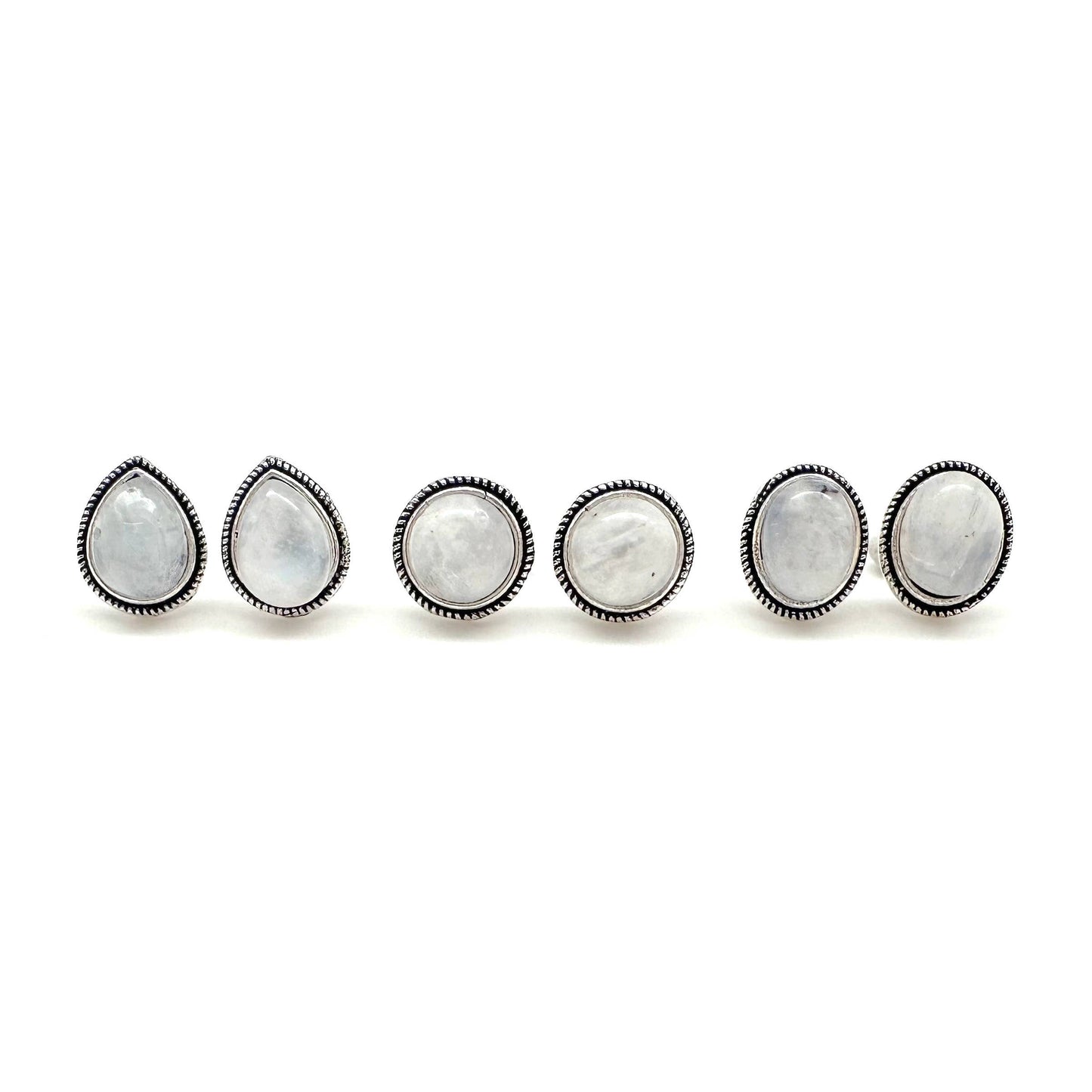 Kashi Semiprecious Stone Post Earrings - Moonstone