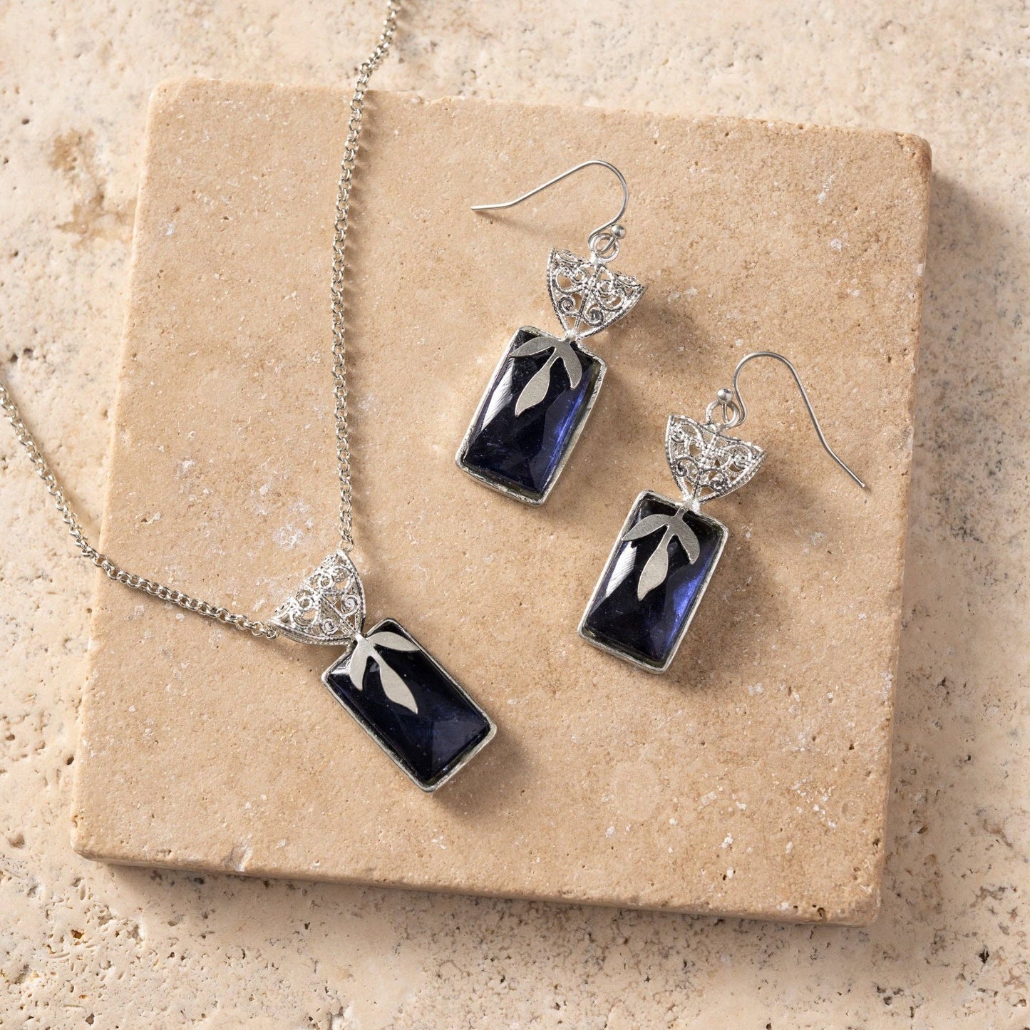 Ten Thousand Villages - Chandra Glass Stone & Leaf Earrings