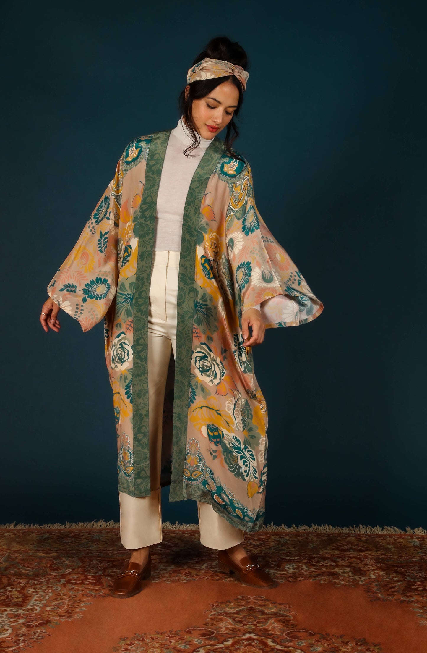 Powder Design inc - Luxe Folk Art Floral Kimono Gown - Petal